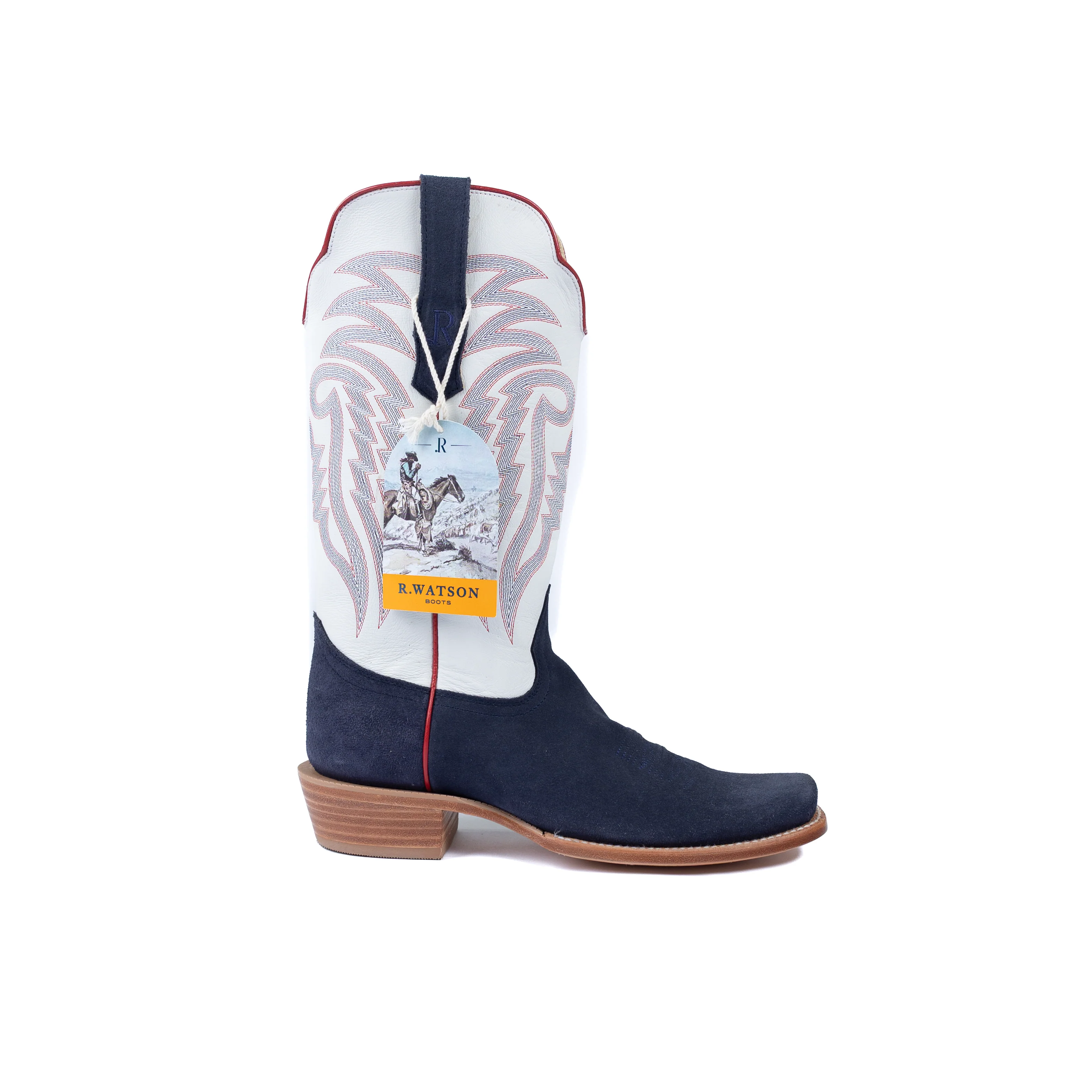 Women's R. Watson Midnight Blue Roughout Narrow Square Toe Boots RWL8402 - Image 3