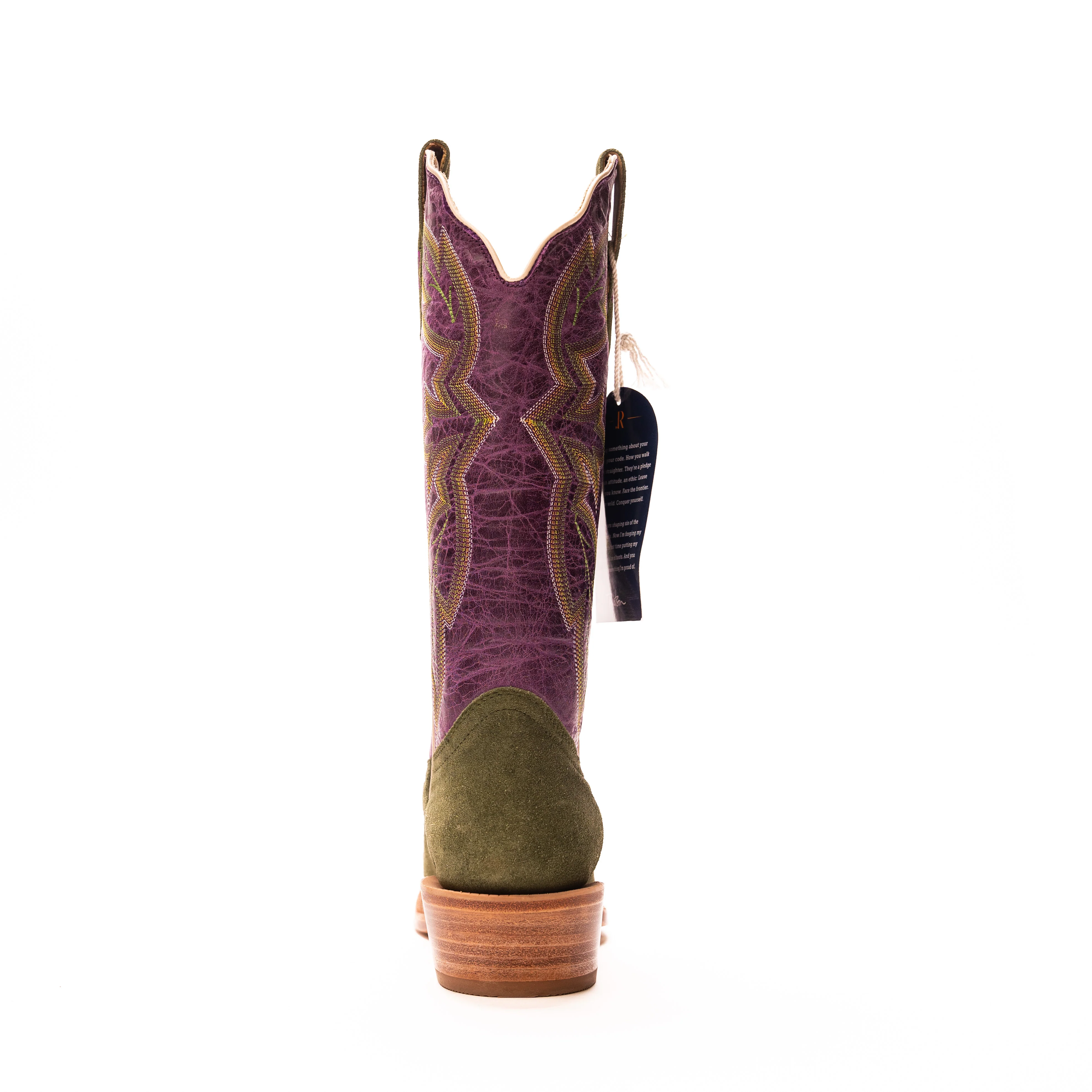 Women's R. Watson Forest Green Roughout Narrow Square Toe Boots RWL8404 - Image 4