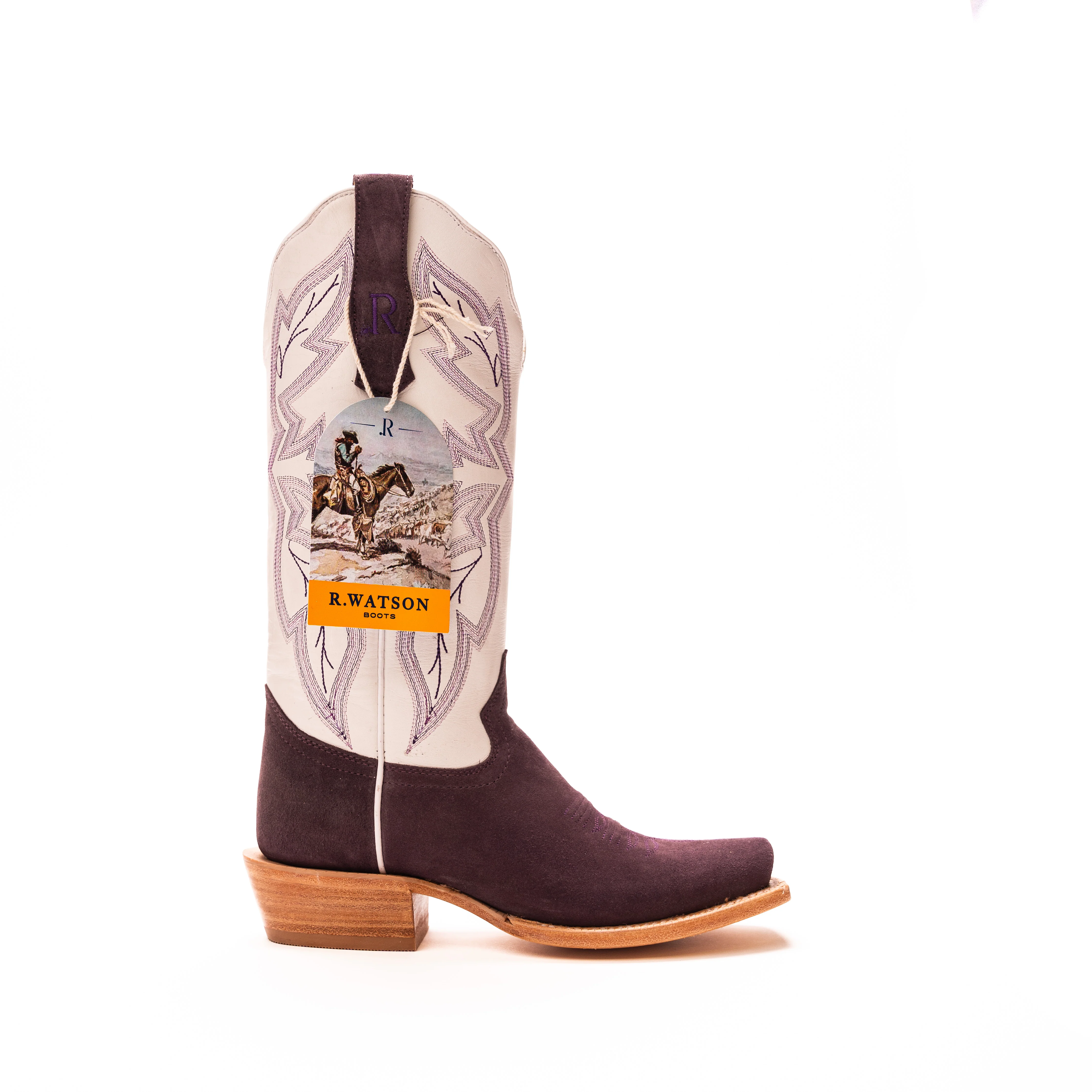 Women's R. Watson Plum Roughout Narrow Square Toe Boots RWL8408 - Image 3