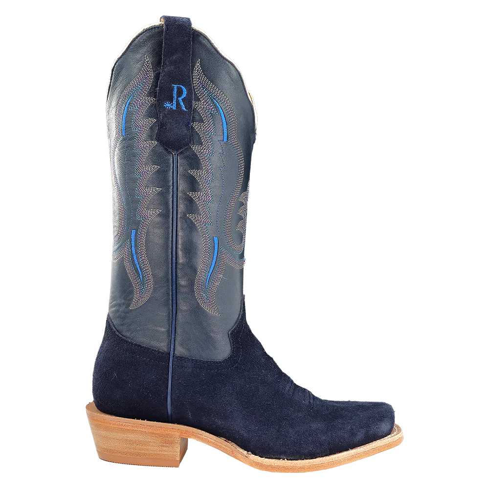 Women's R. Watson Dark Blue Roughout Narrow Toe Boots RWL8425-1 - Image 4