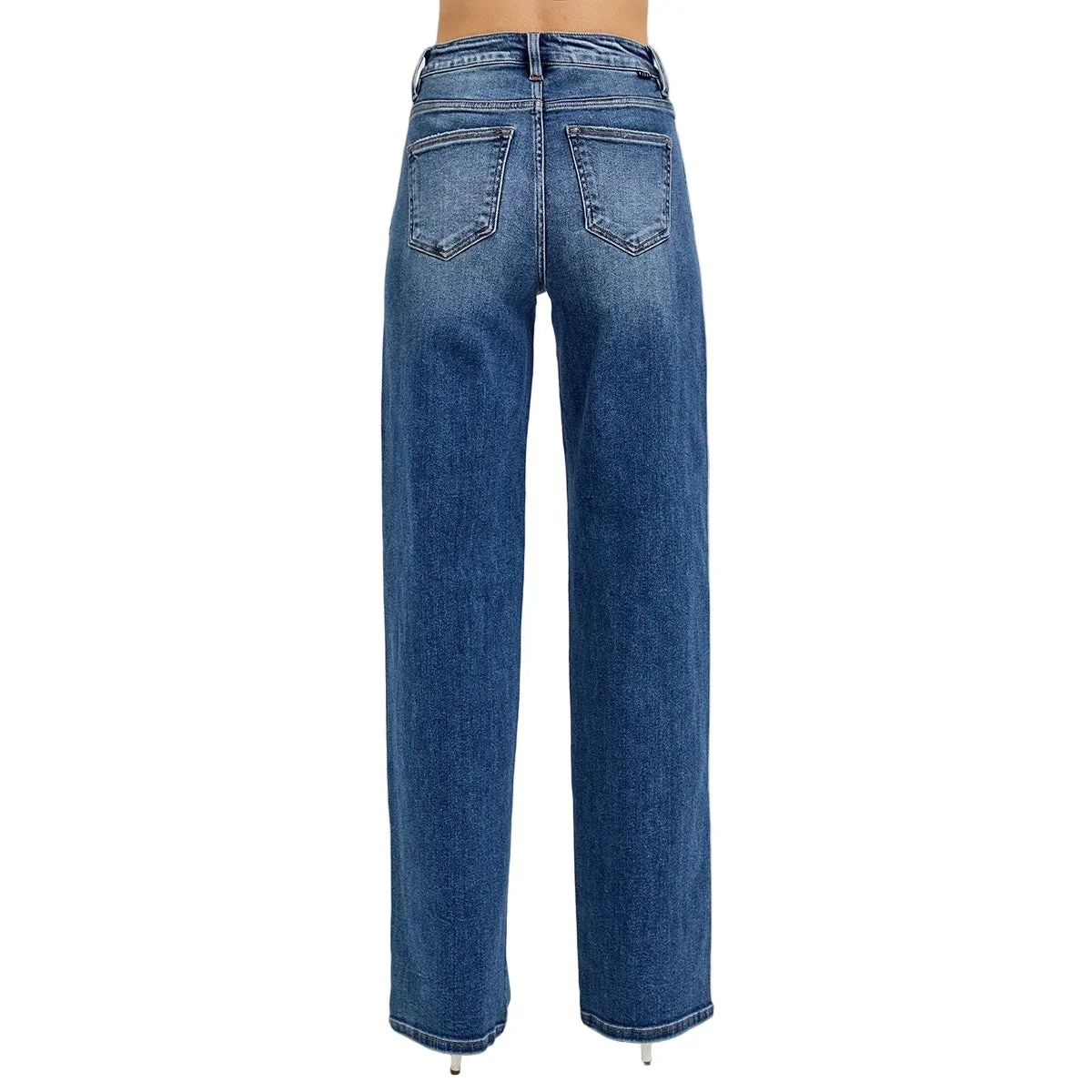 Women's Risen Jeans Tummy Control High Rise Wide Baggy Jeans RDP5951 - Image 3