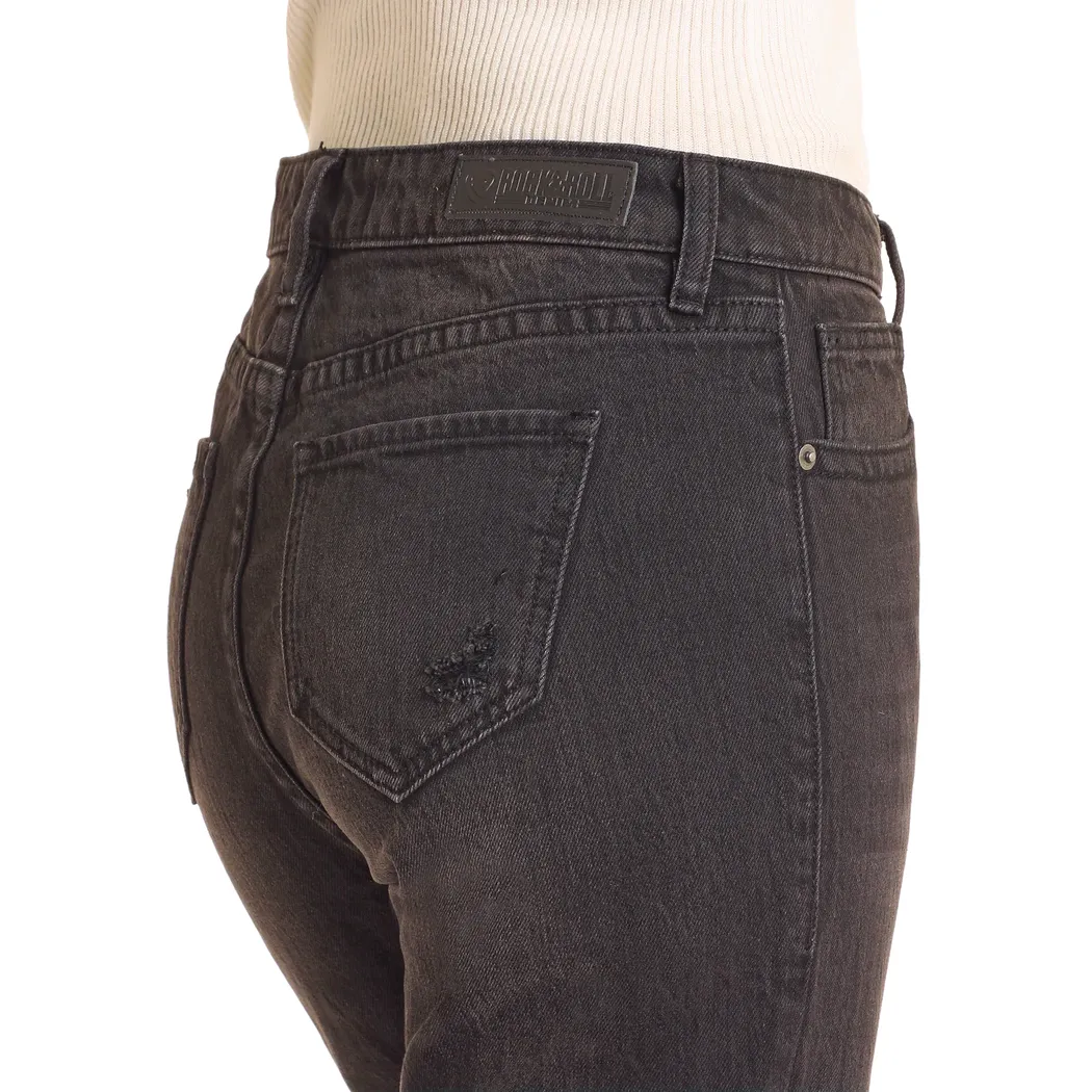 Women's Rock and Roll High Rise Black Distressed Cropped Jeans BW9HD04795 - Image 4