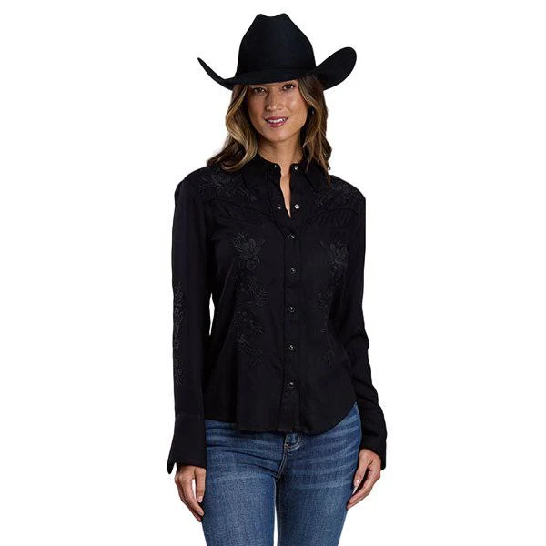 Women's Roper Black Long Sleeve Snap Shirt 11-050-0565-7073