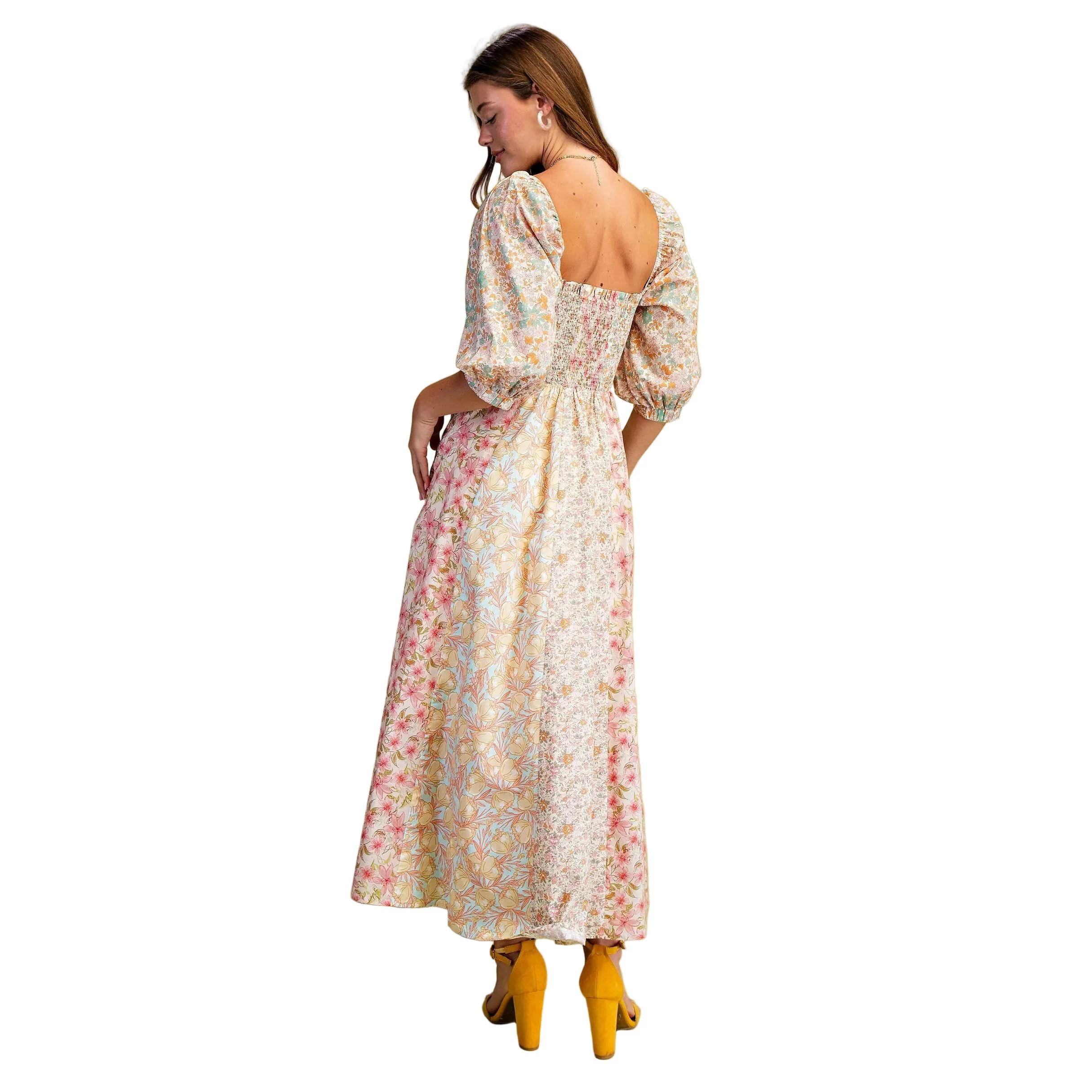 Women's Gigio Rose Mixed Floral Midi Dress - Image 6