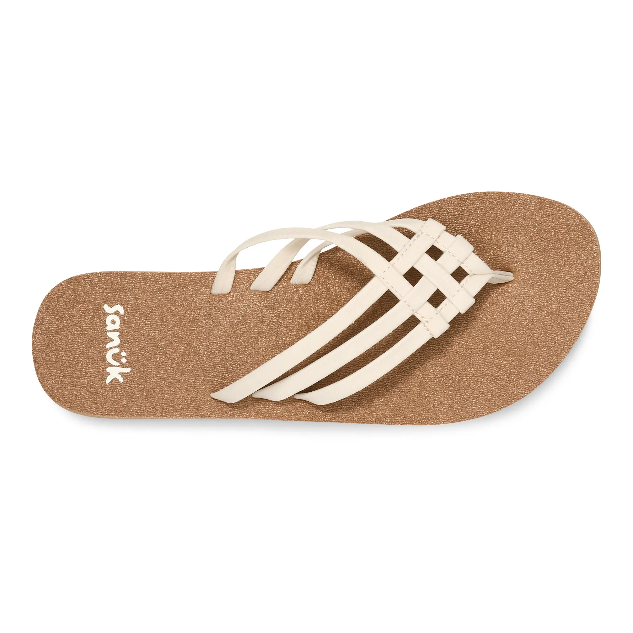 Women's Sanuk Tan and White Yoga Sandy II Flip Flops 1169691-TWT - Image 2