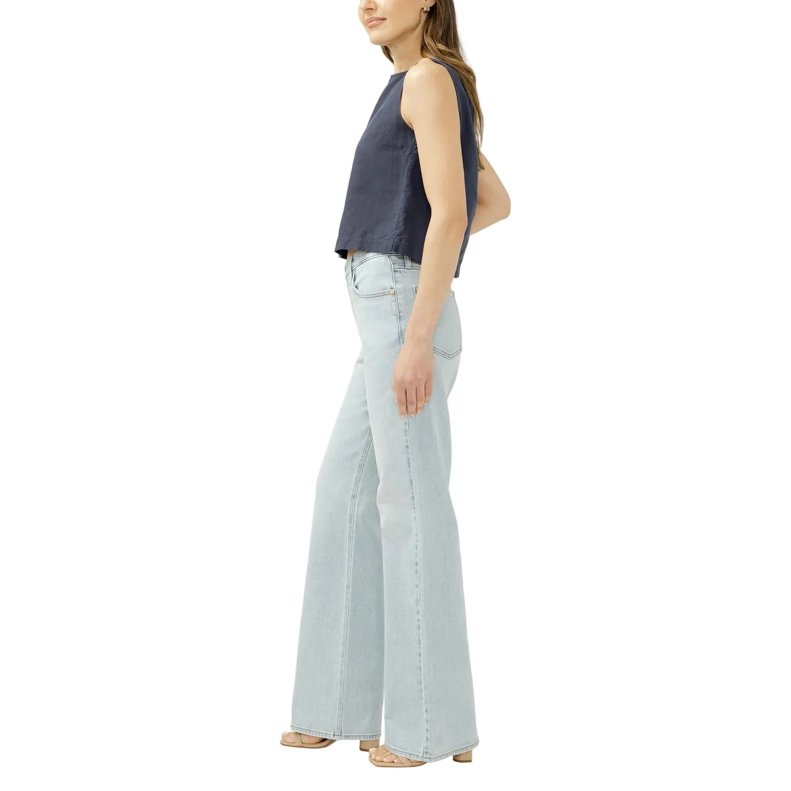Women's Silver 90s Mid Rise Baggy Bootcut Jeans L83769HDR113 - Image 3
