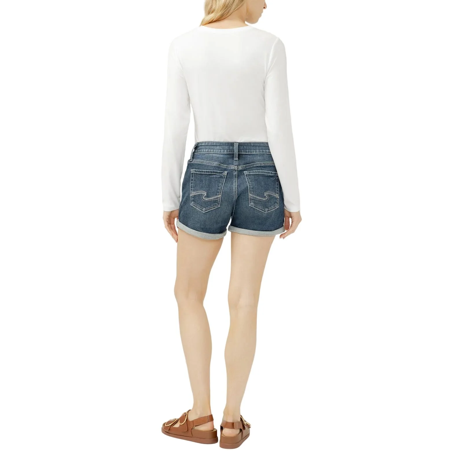 Women's Silver Chord Elyse Mid Rise Shorts L53025EAD391 - Image 2