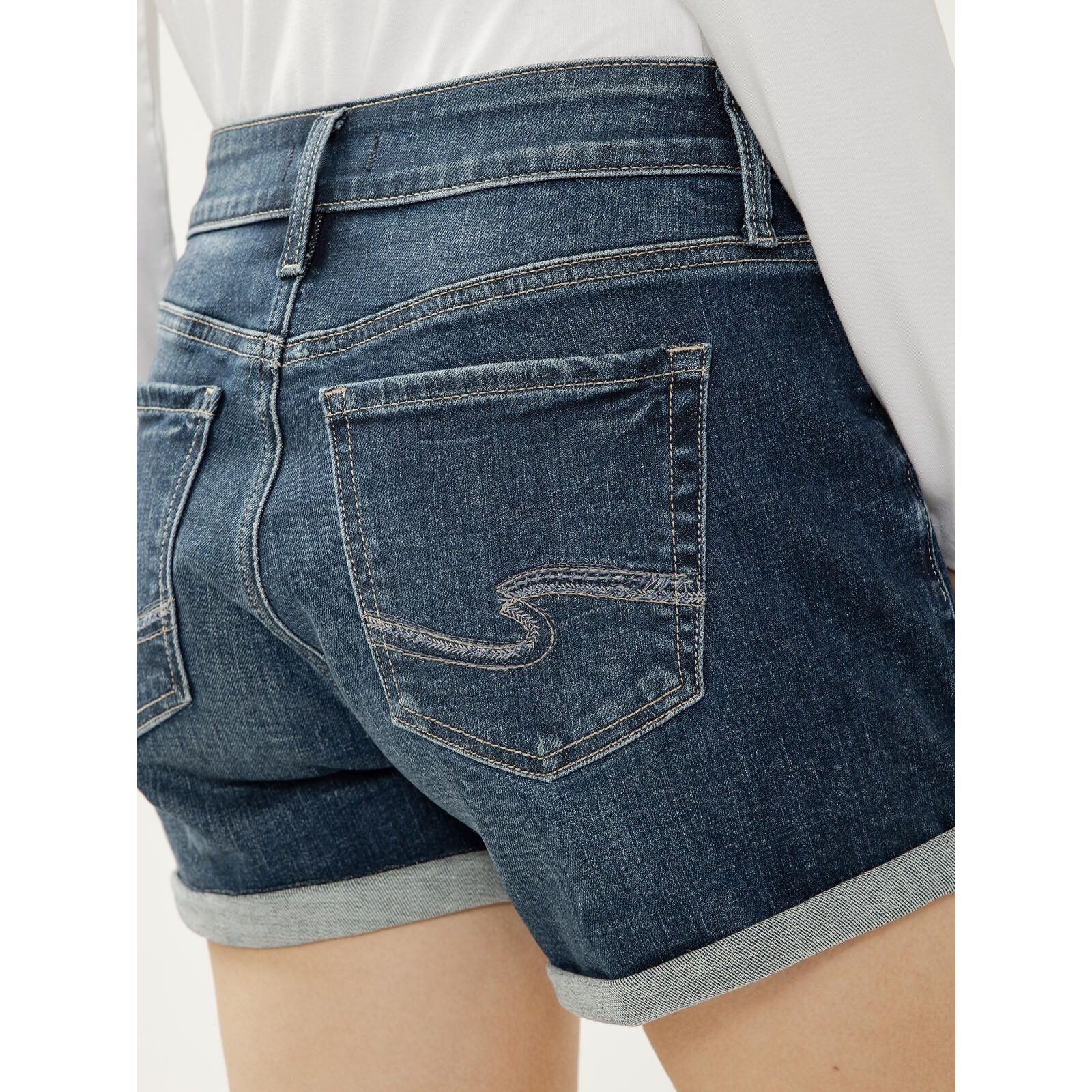 Women's Silver Chord Elyse Mid Rise Shorts L53025EAD391 - Image 4