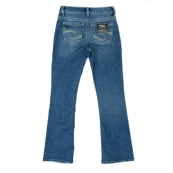 Women's Silver Elyse Mid Rise Bootcut Jeans L03719STA366 - Image 3