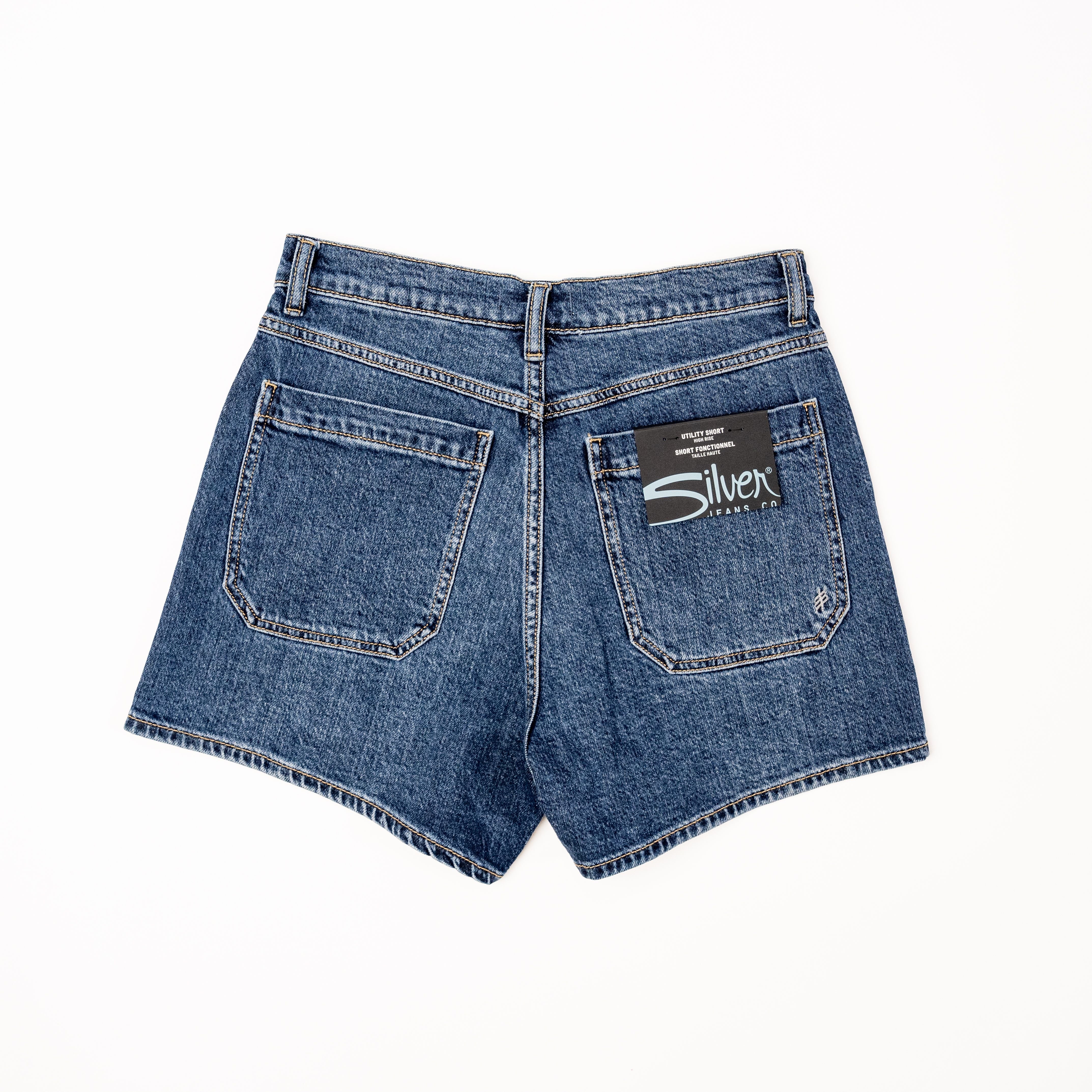 Women's Silver High Rise Utility Shorts L28545ADM392 - Image 2