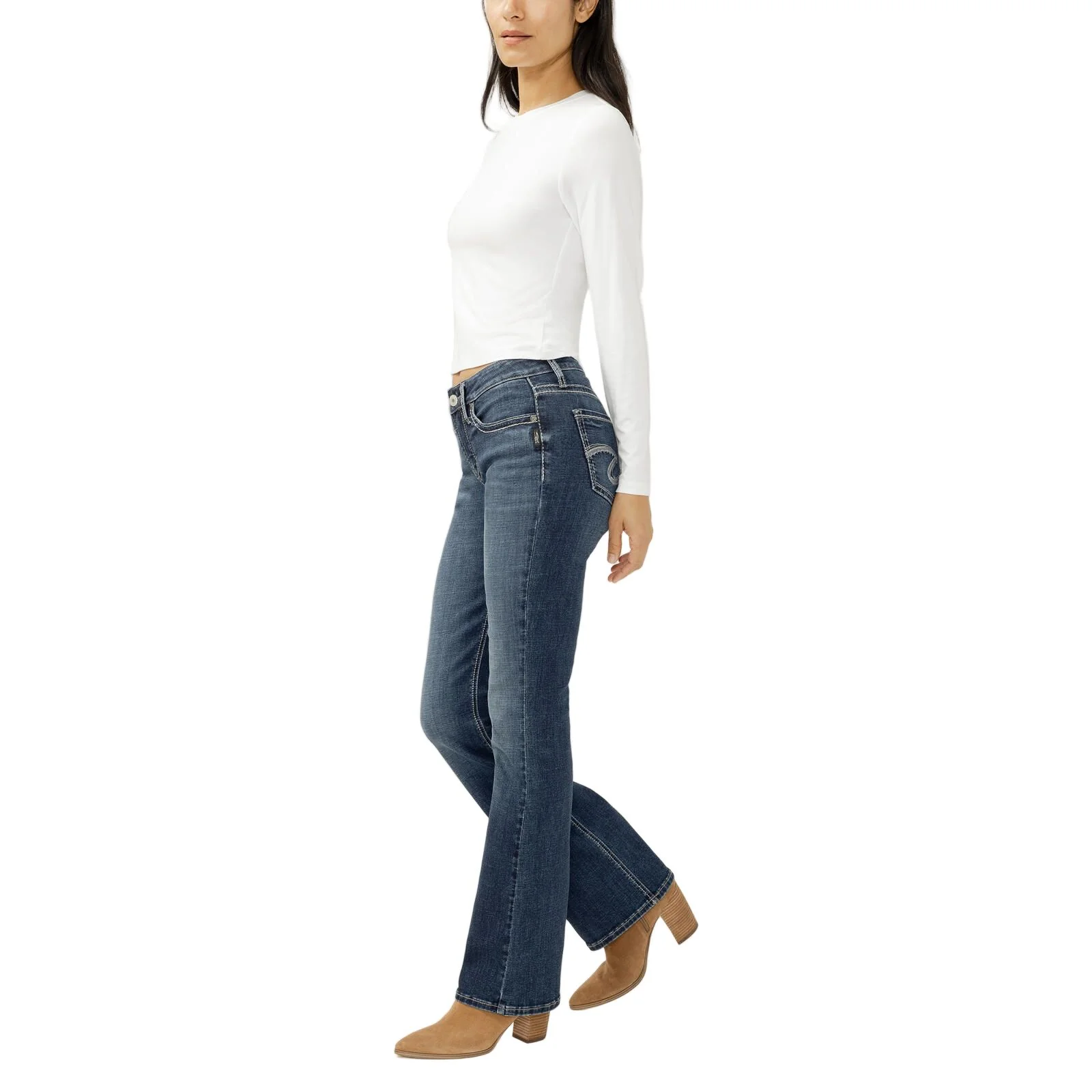 Women's Silver Suki Mid Rise Bootcut Jeans L93719ECF384 - Image 3