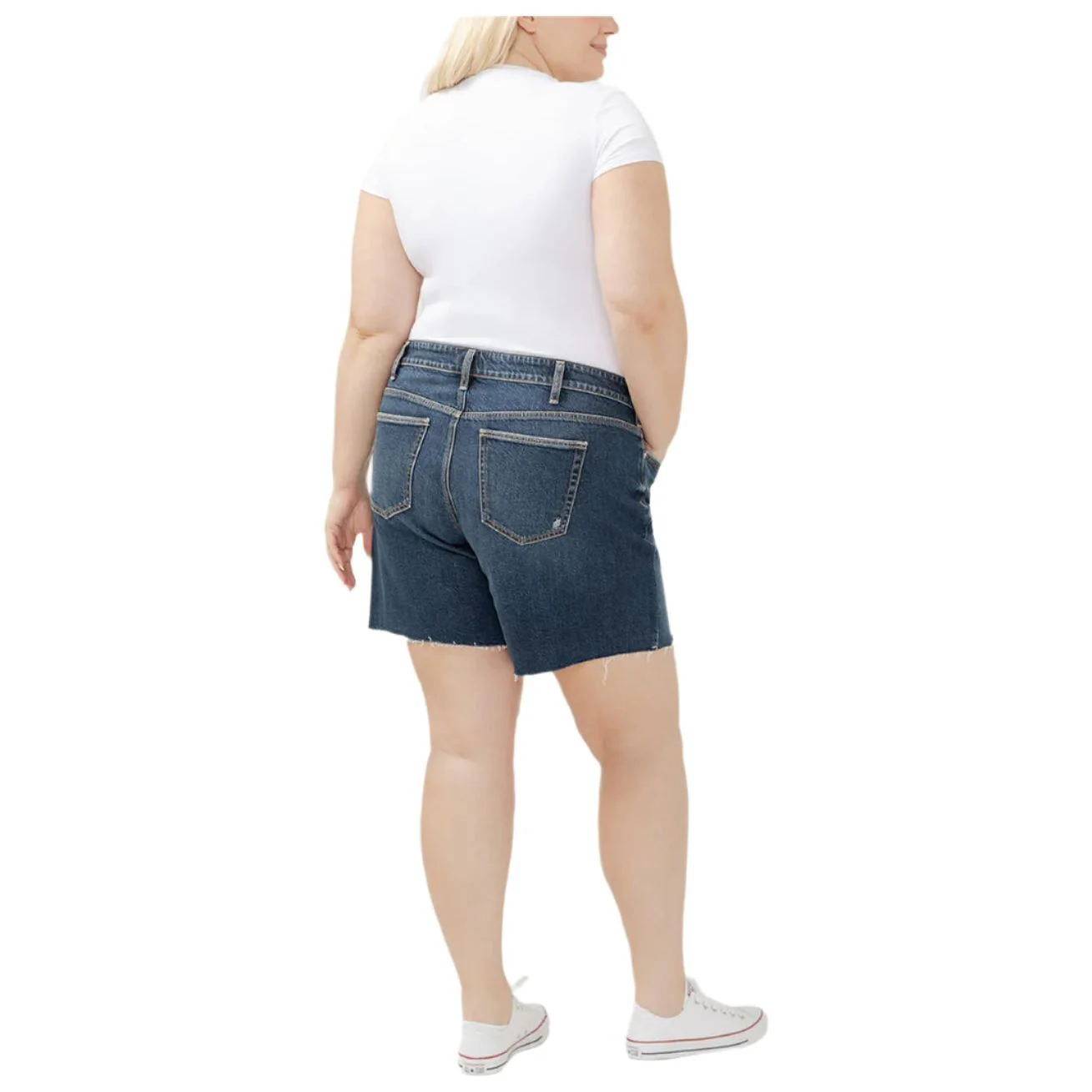 Women's Silver Suki Mid Rise Long Shorts Plus Size W53971ADM362 - Image 3