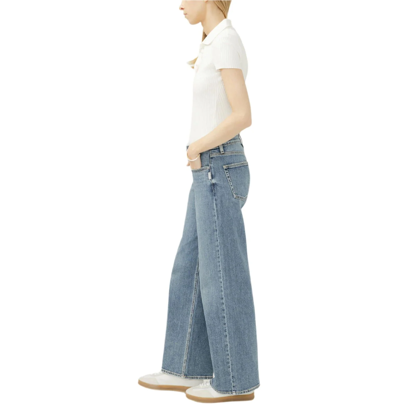 Women's Silver Suki Mid Rise Wide Leg Jeans L93905ADM289 - Image 3