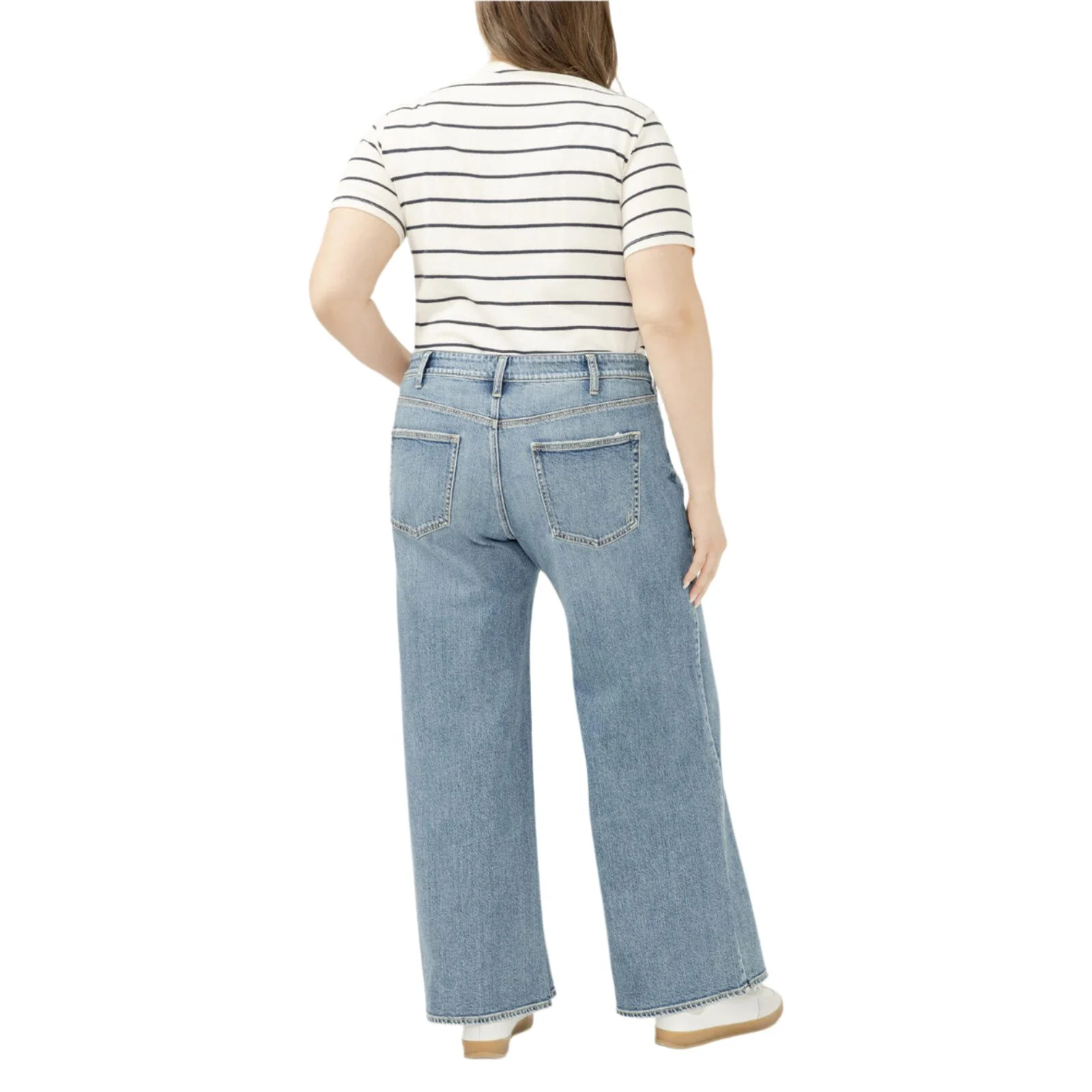 Women's Silver Suki Mid Rise Wide Leg Jeans Plus Size W93905ADM289 - Image 2