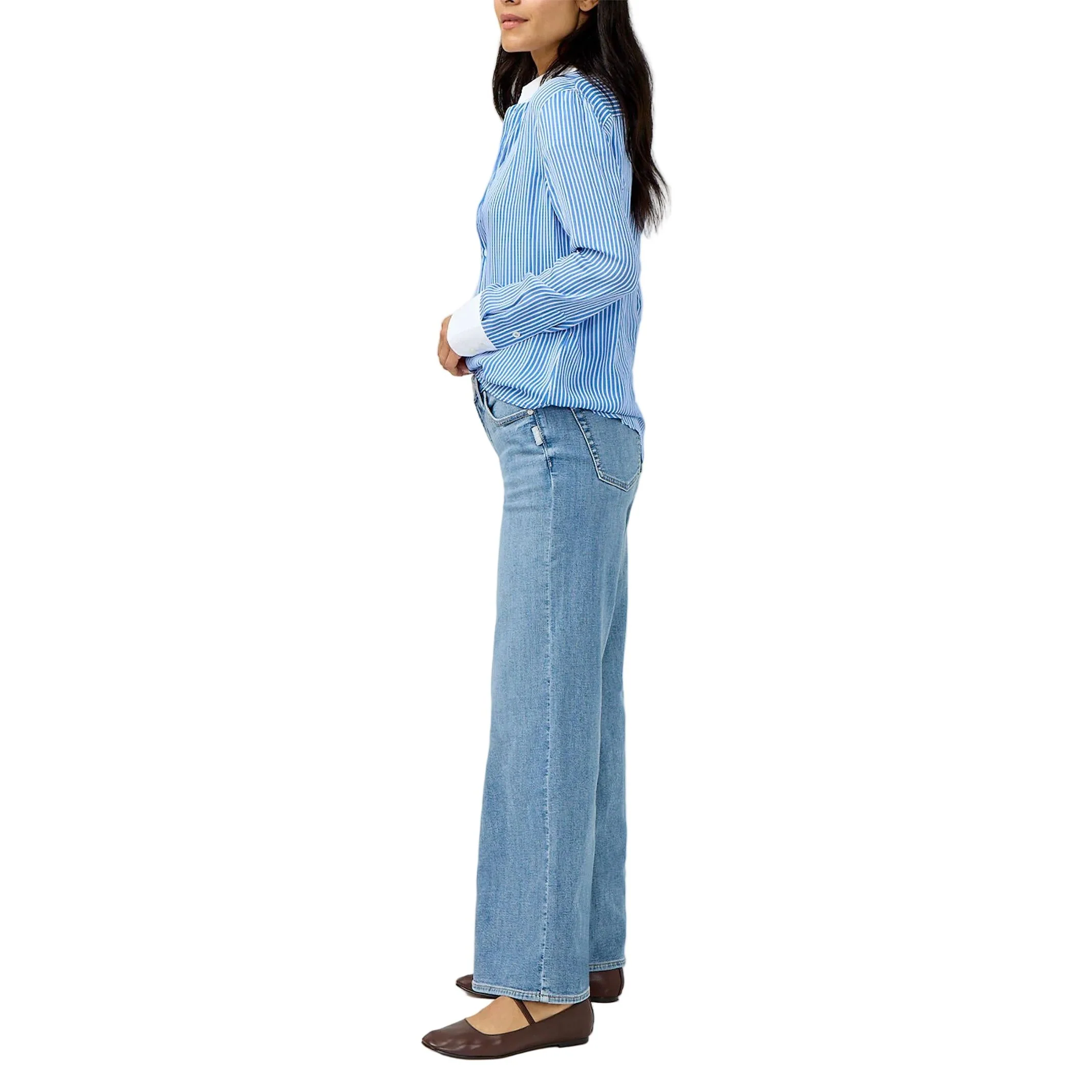 Women's Silver Suki Mid Rise Wide Leg Knit Flex Jeans L93905CKF295-ABBEY - Image 3