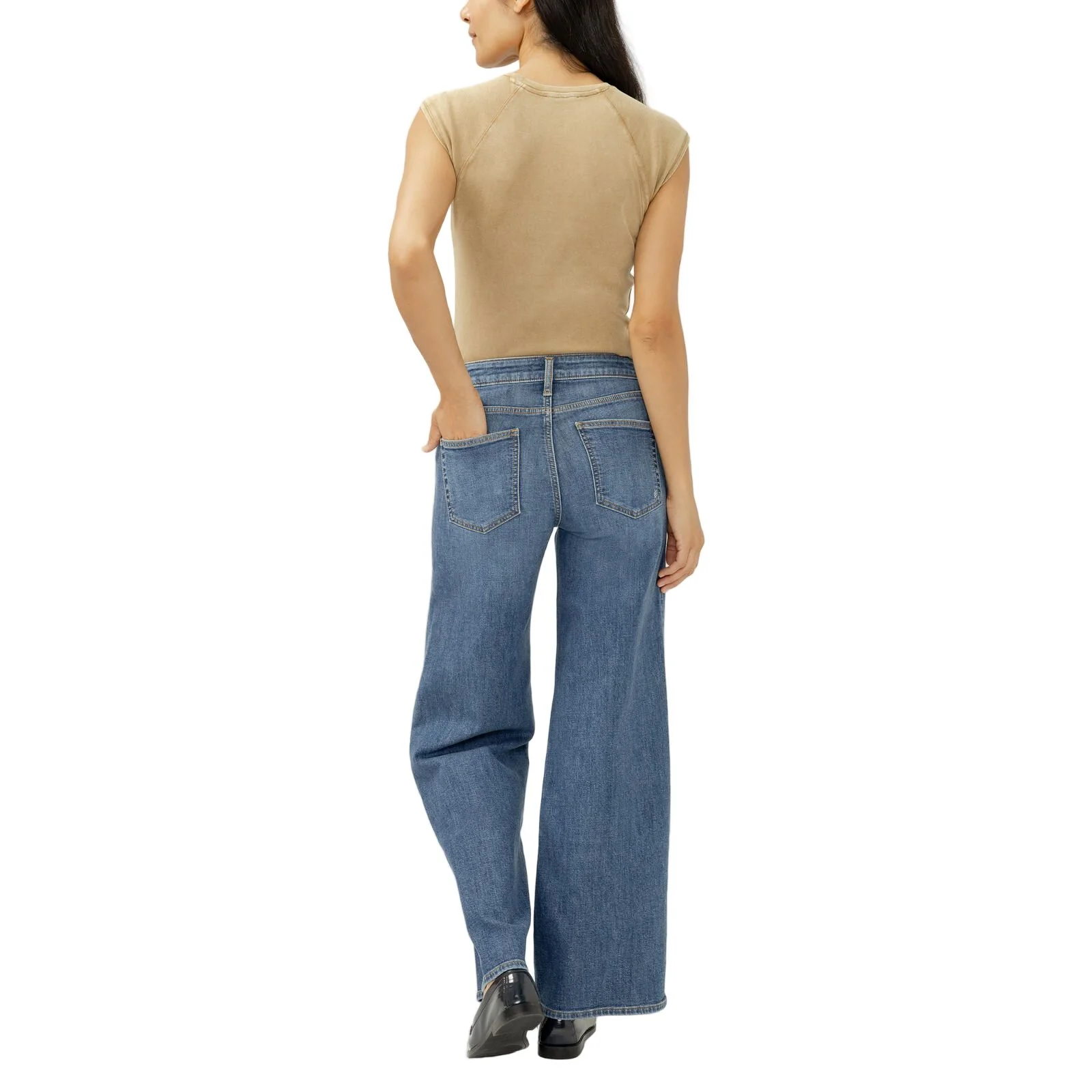 Women's Silver Suki Mid Rise Wide Leg Knit Flex Jeans L93905CKF326 - Image 2