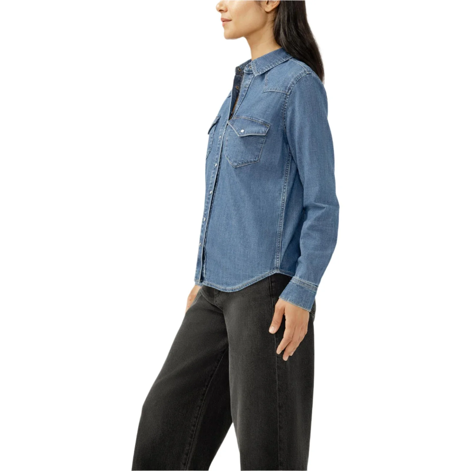 Women's Silver Western Denim Shirt LS4310SDF398 - Image 3