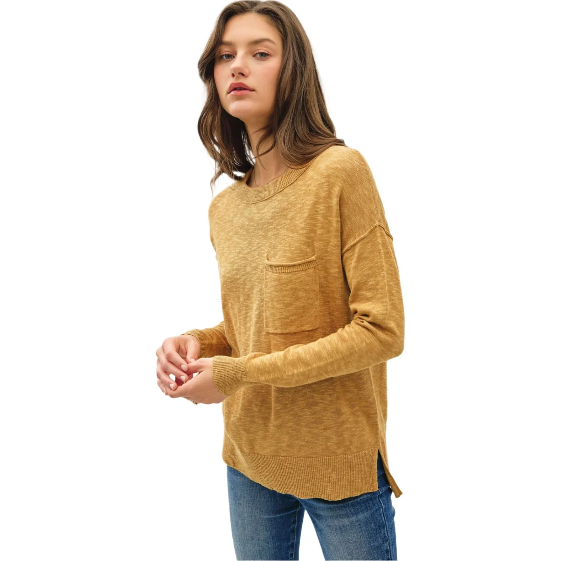Women's Slub Sweater With Chest Pockets