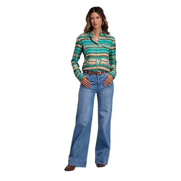 Women's Stetson Long Sleeve Turquoise Serape Printed Snap Shirt 11-050-0590-5021 - Image 3