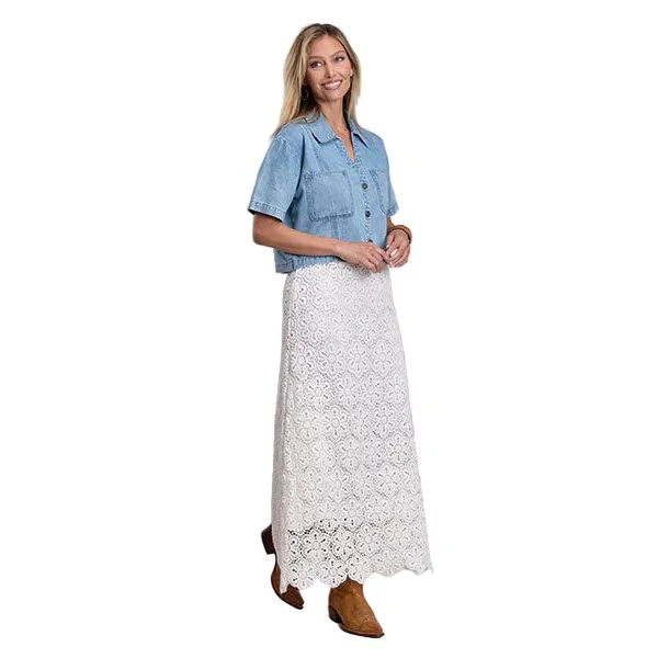 Women's Stetson Short Sleeve Cropped Denim Button Up Top 11-051-0565-5022 - Image 3