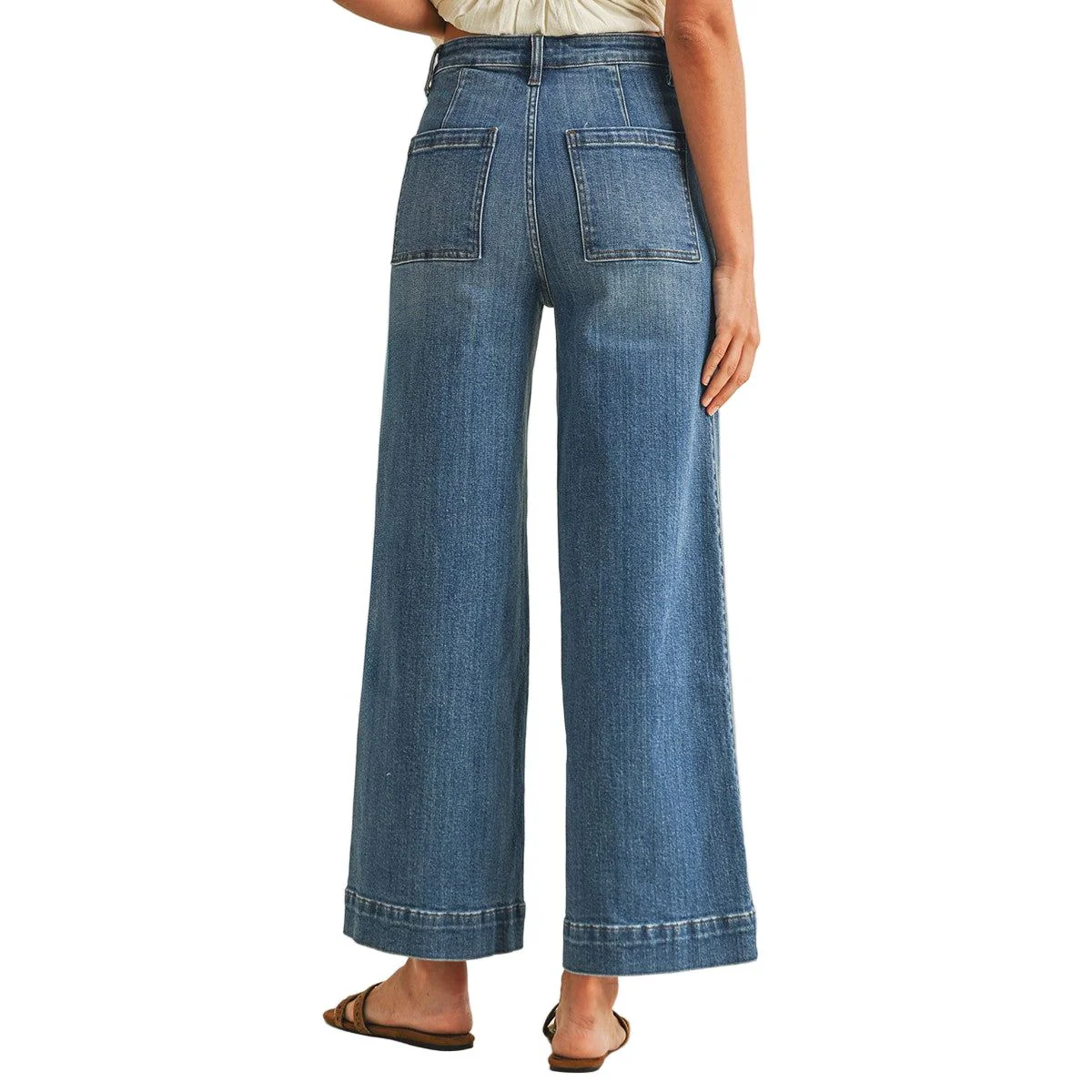 Women's Stretch High Rise Pin Tuck Wide Leg Jean - Image 2
