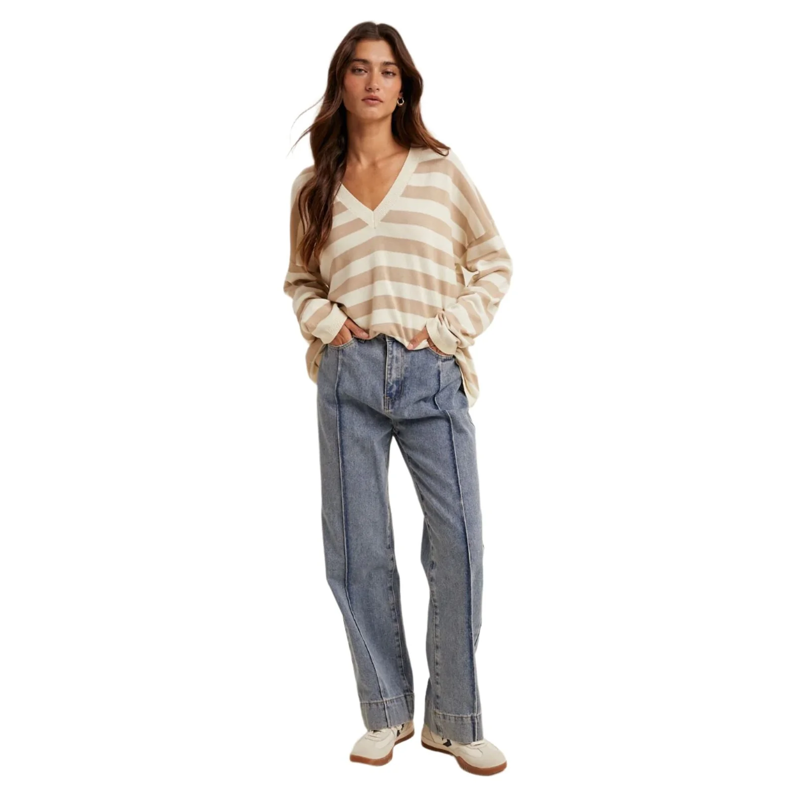 Women's Striped Lightweight Sweater - Image 2