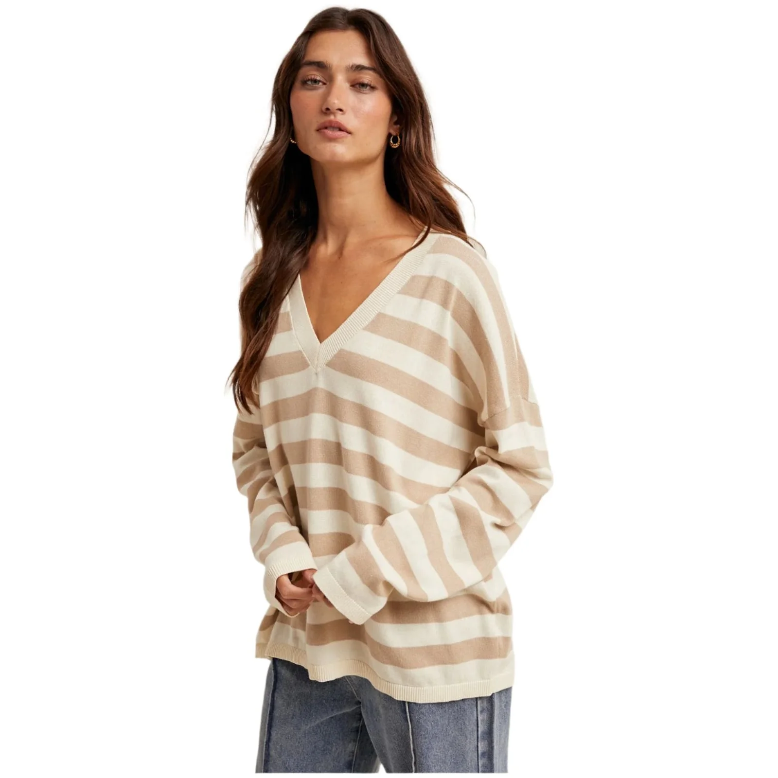 Women's Striped Lightweight Sweater - Image 3