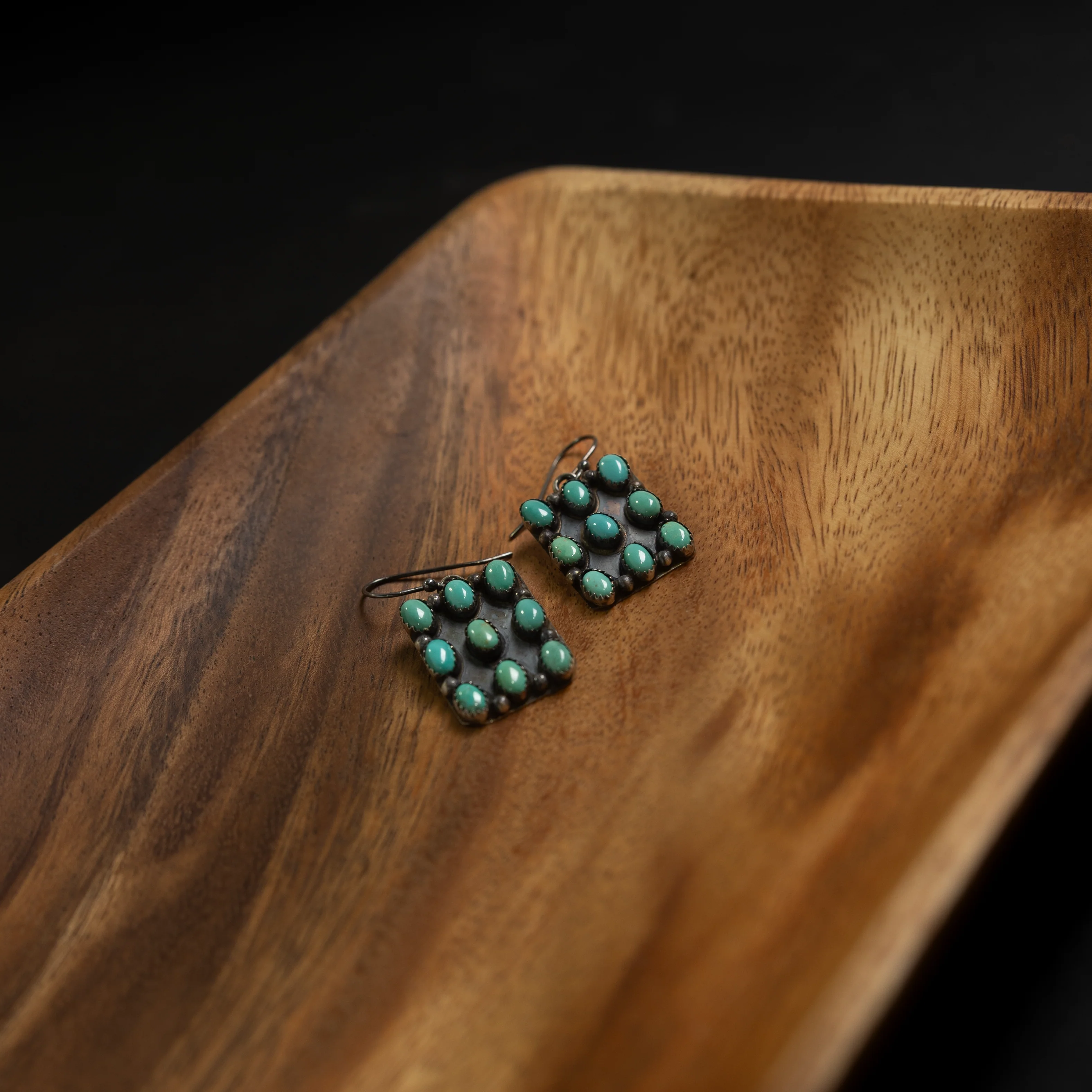Women's Sunwest 9 Stone Turquoise French Wire Earrings - Image 2