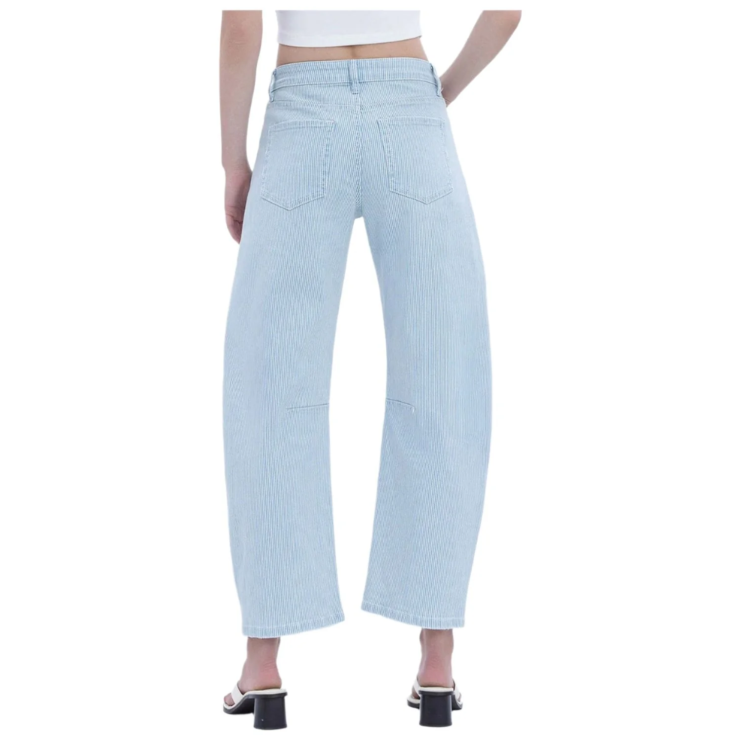 Women's Super High Rise Striped Barrel Leg Jeans V3680STR - Image 2