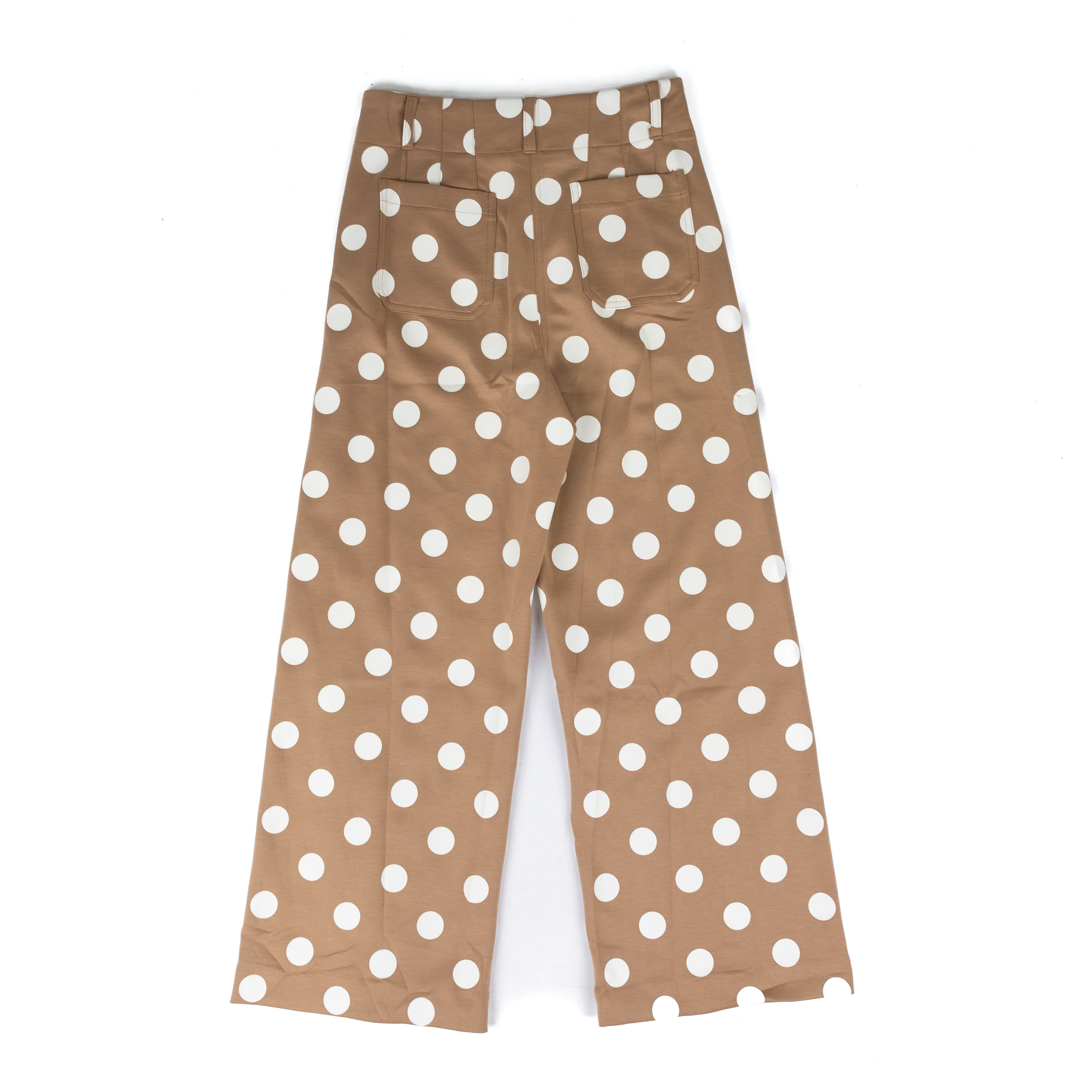 Women's Oddi Tan and White Polka Dot High-Rise Wide Leg Pants IP19290 - Image 2