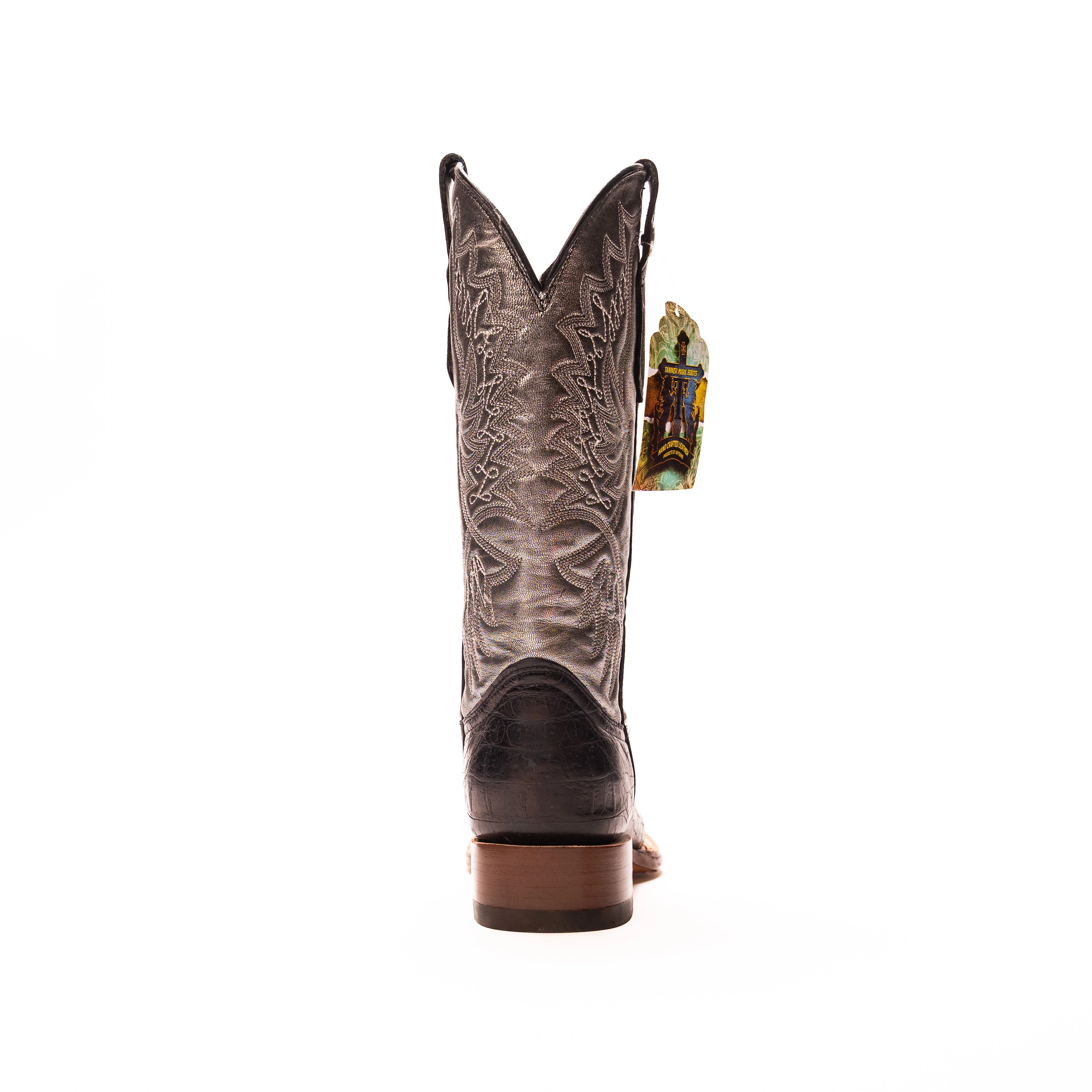 Women's Tanner Mark Black Caiman Print Square Toe Boots TML207075 - Image 4