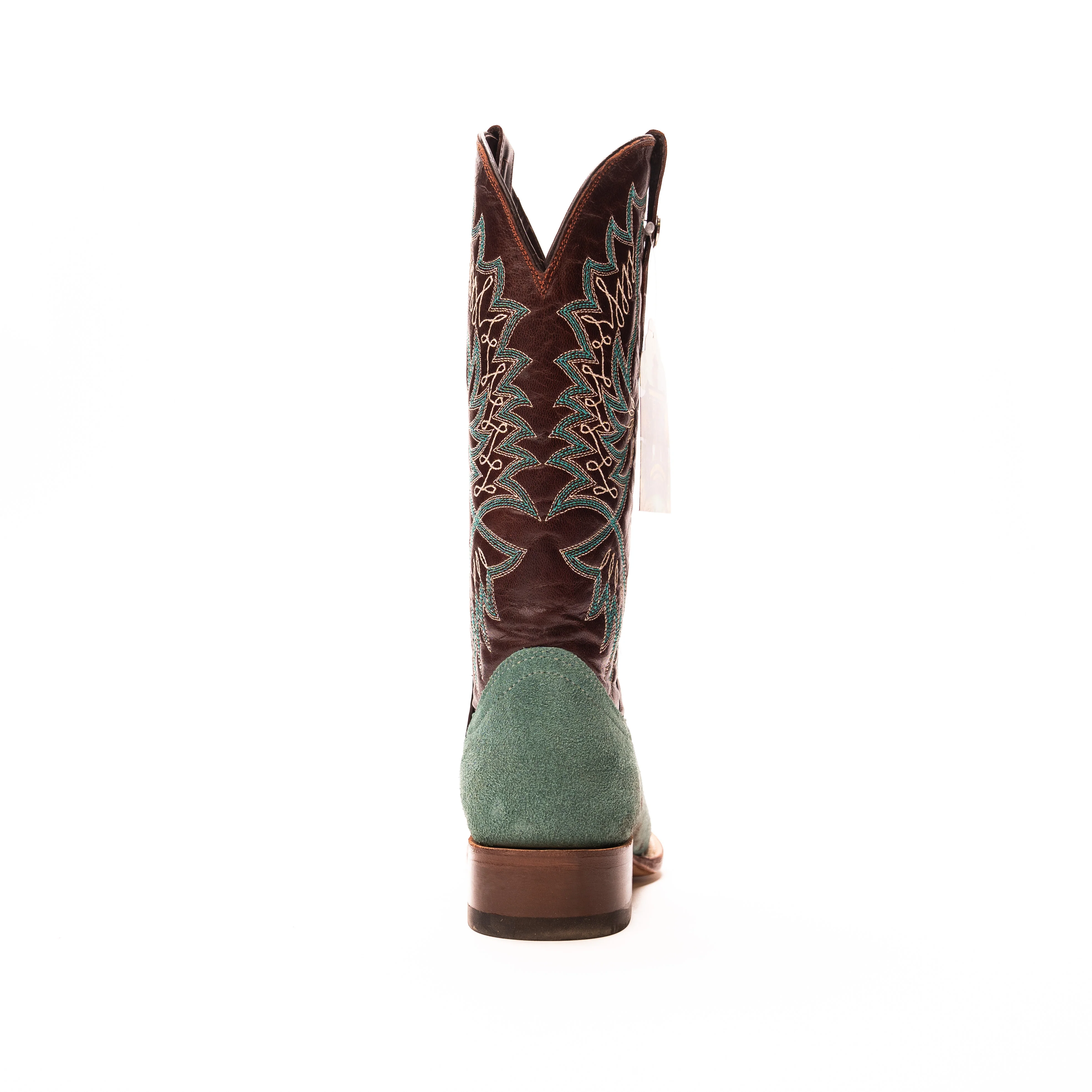 Women's Tanner Mark Turquoise Roughout Square Toe Boots TML207094 - Image 4