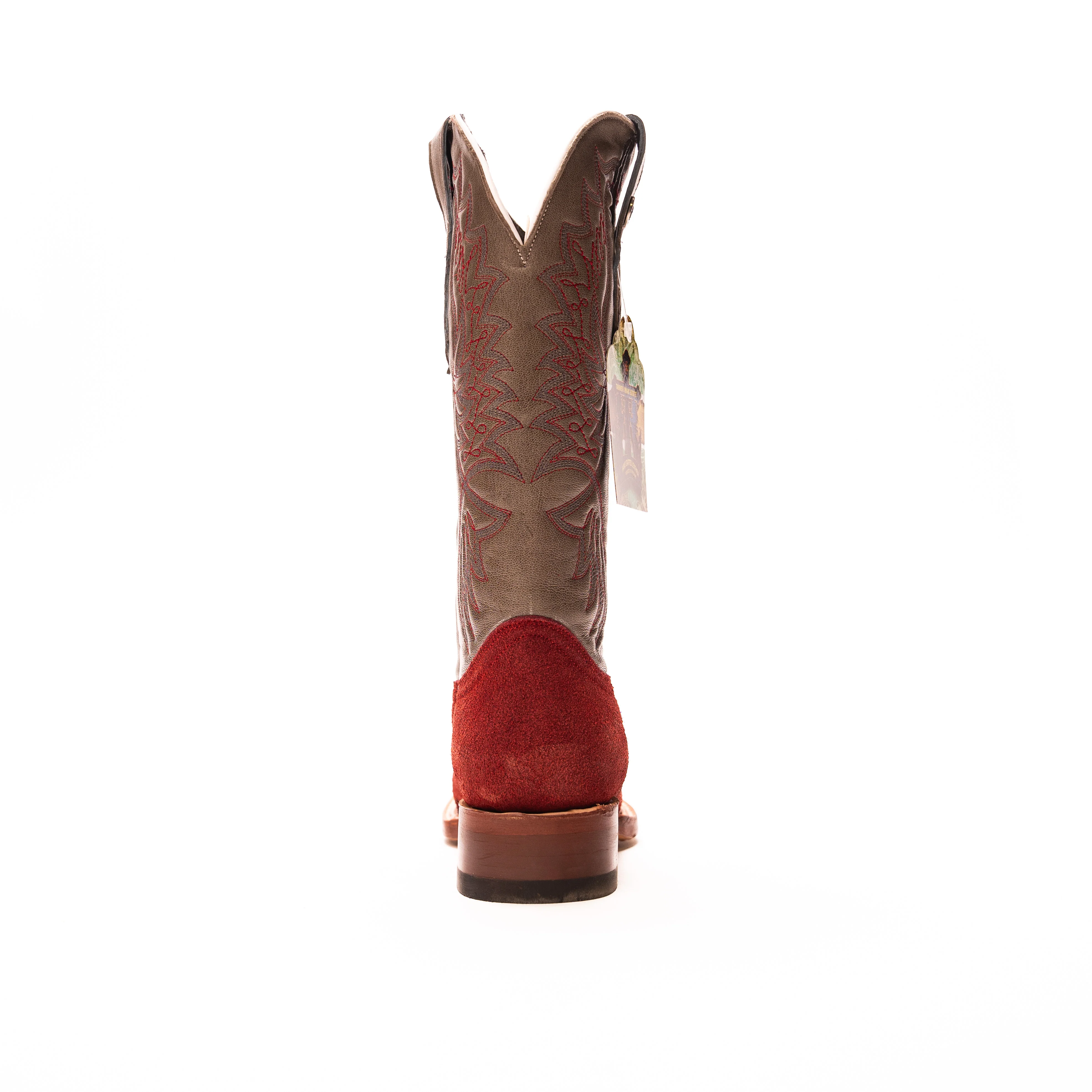 Women's Tanner Mark Red Roughout Square Toe Boots TML207095 - Image 4