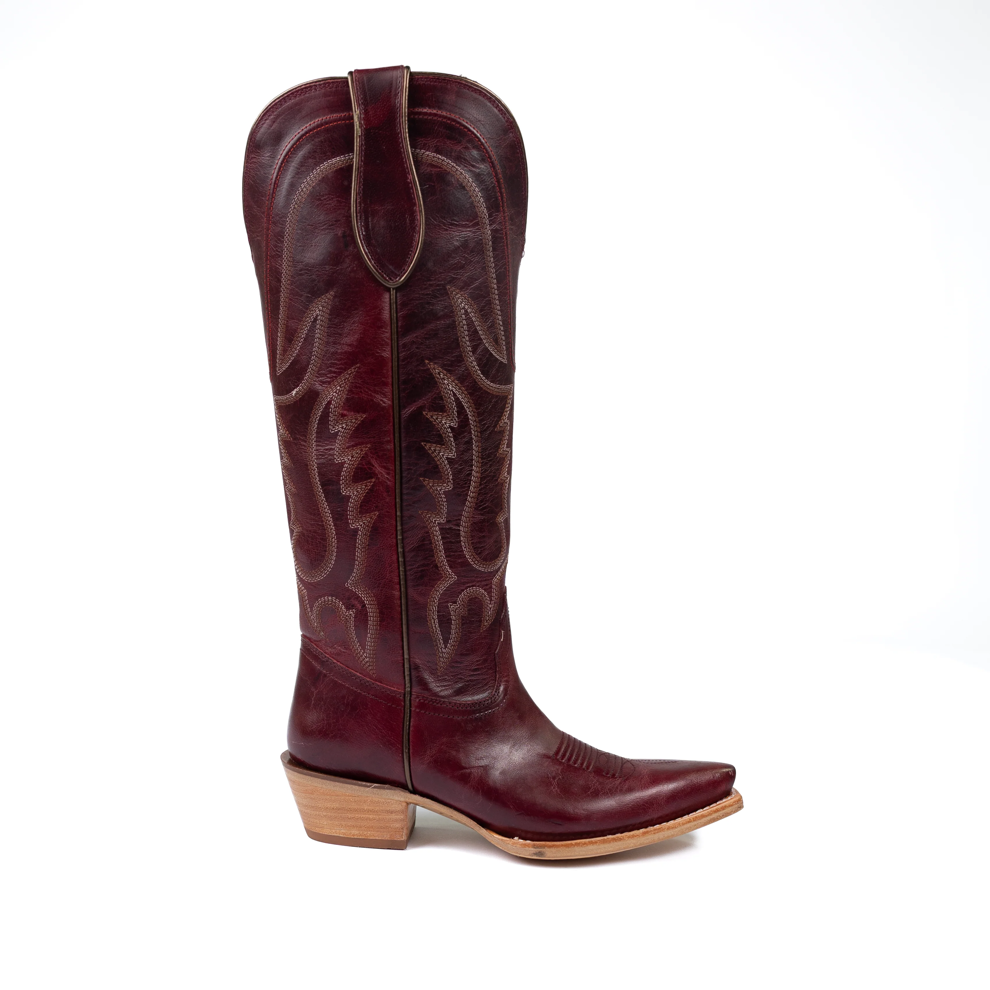 Women's Tony Lama Jess Wine Goat Narrow Square Toe Boots DR4253 - Image 3