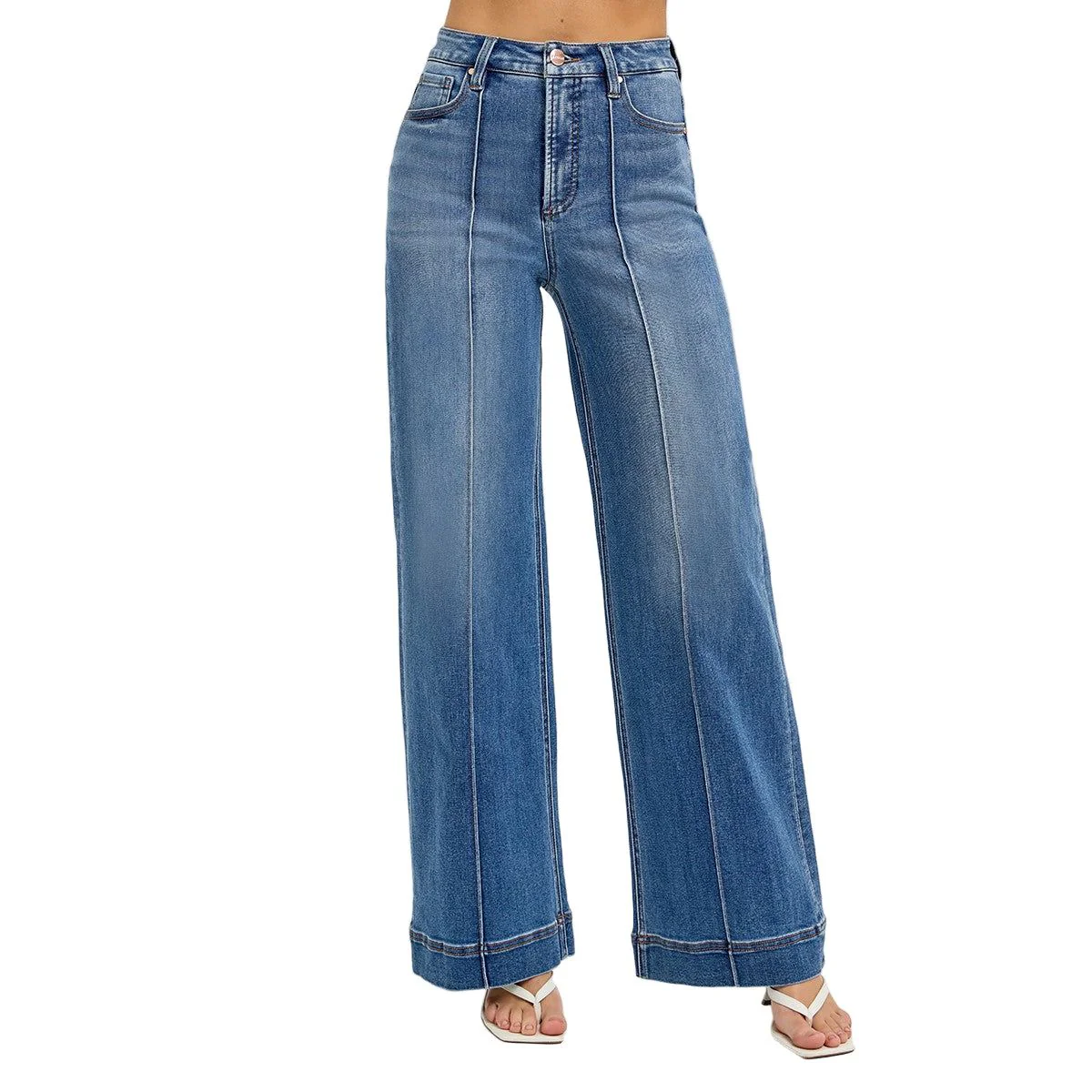 Women's Tummy Control High Rise Ankle Wide Front Pintuck - Image 2