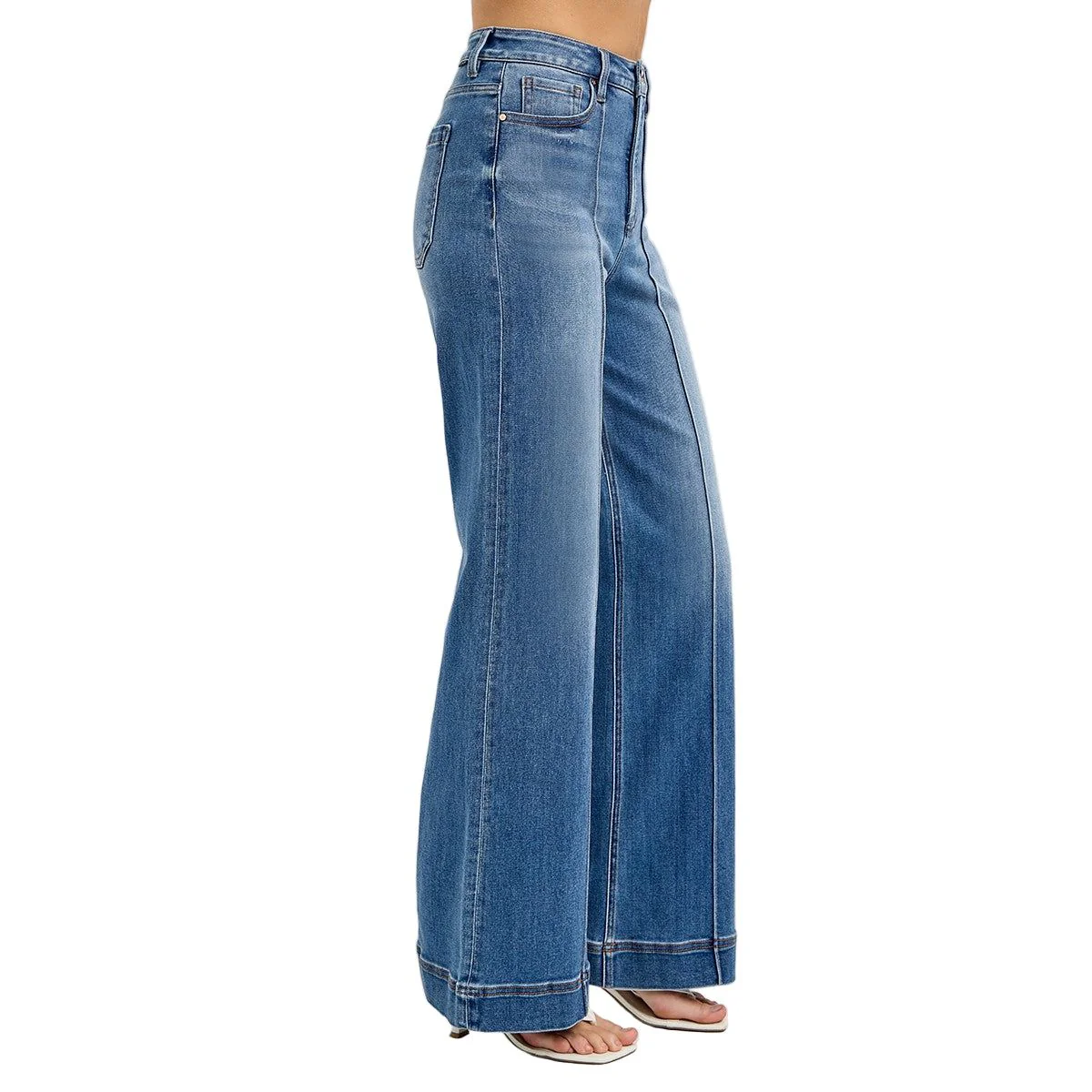 Women's Tummy Control High Rise Ankle Wide Front Pintuck - Image 4