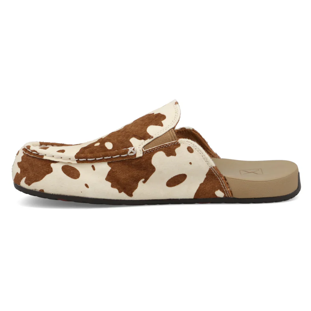 Women's Twisted X Brown and White Cowhide Slip on Mule Shoes WFFM001 - Image 2
