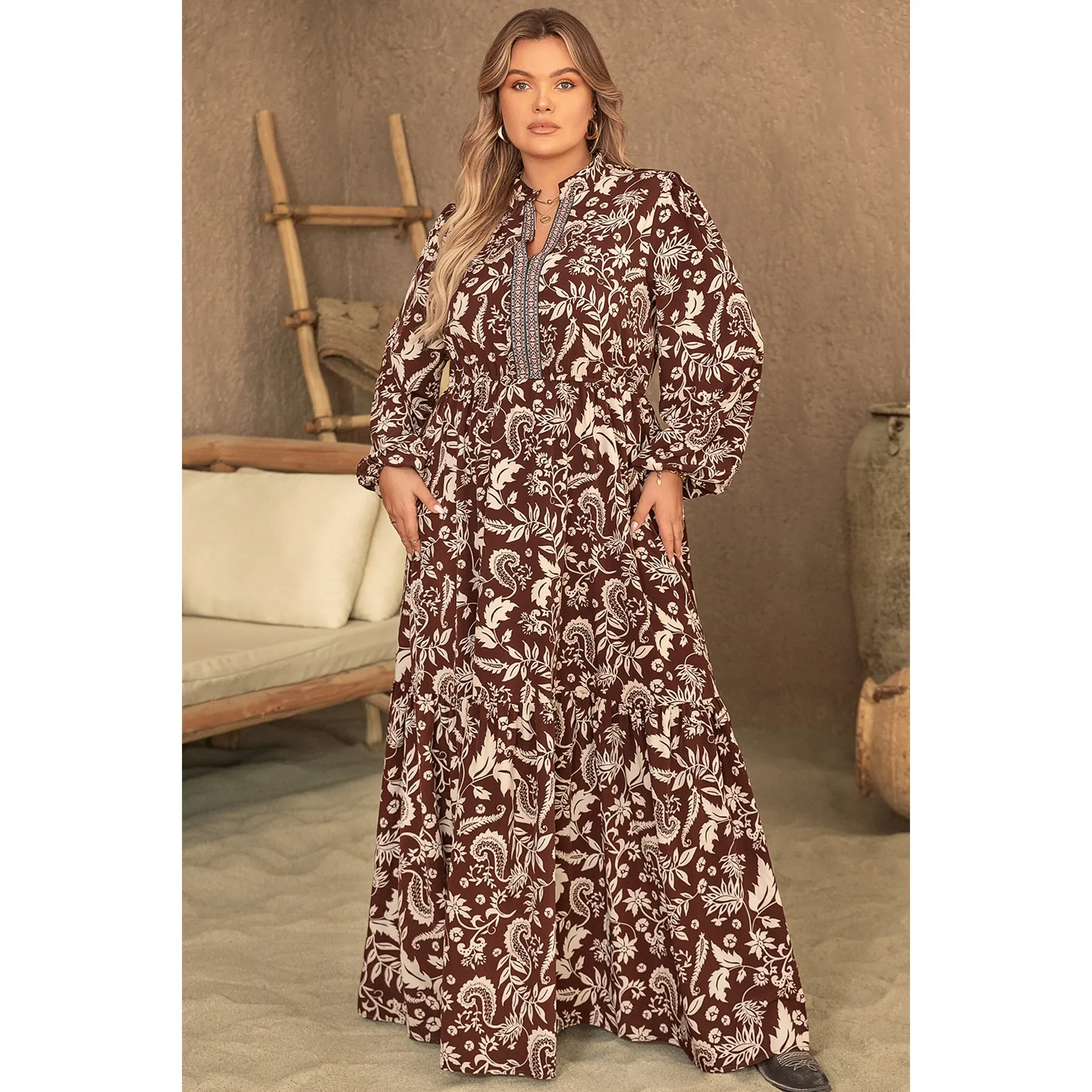 Women's Vacasun Brown Floral Maxi Dress - Image 4