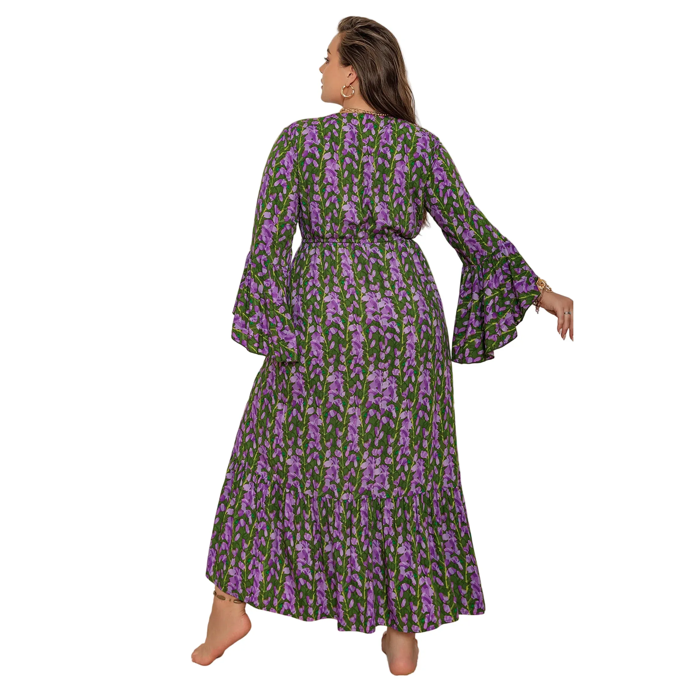 Women's Vacasun Green and Purple Maxi Dress - Image 5