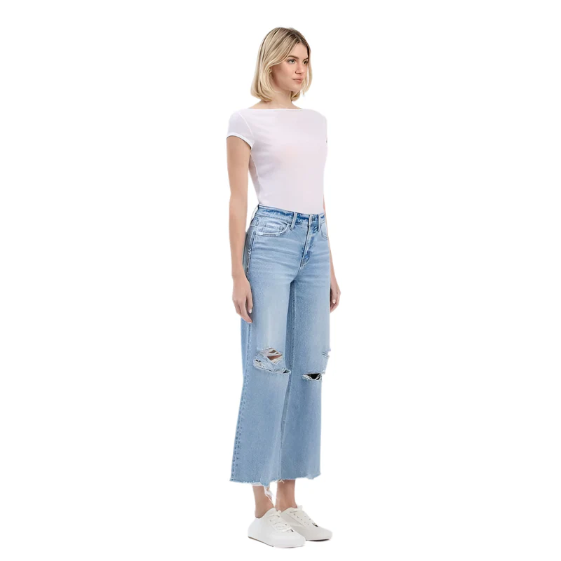 Women's Vervet High Rise Distressed Crop Wide Jeans F6001 - Image 5