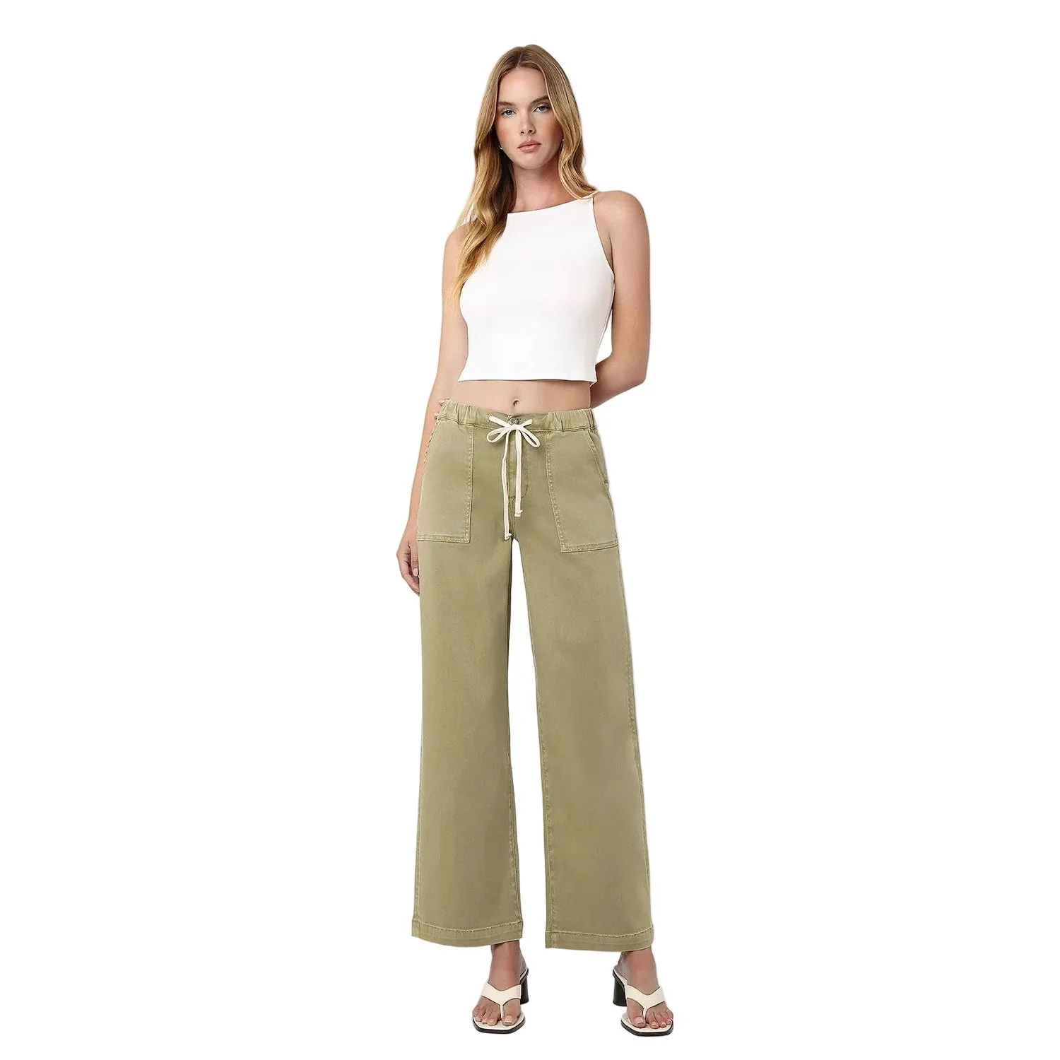 Women's Vervet High Rise Elastic Drawstring Wb Baggy Wide Jeans V3798HRB - Image 6