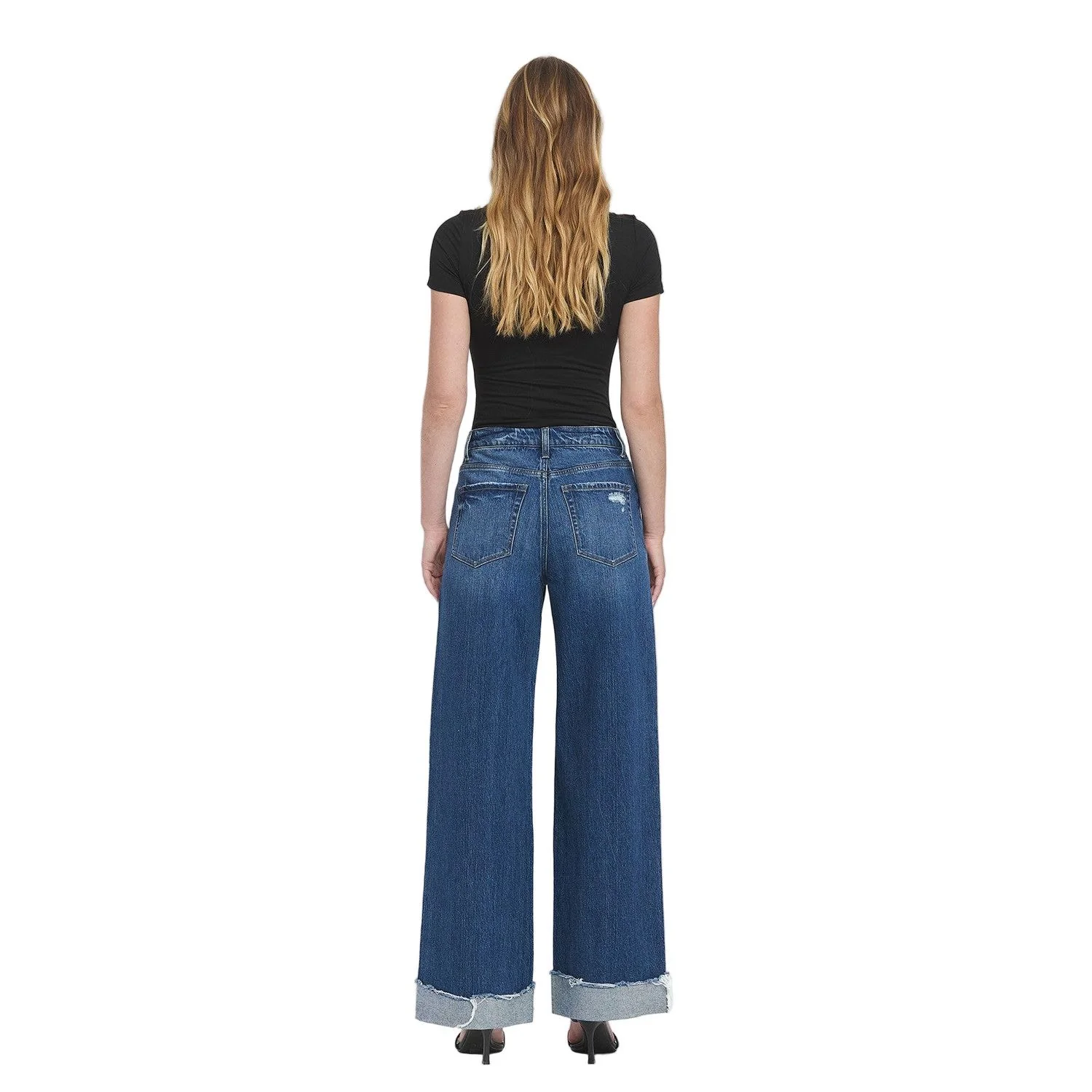 Women's Vervet Super High Rise Cuffed Baggy Wide Leg Jeans T6614 - Image 7