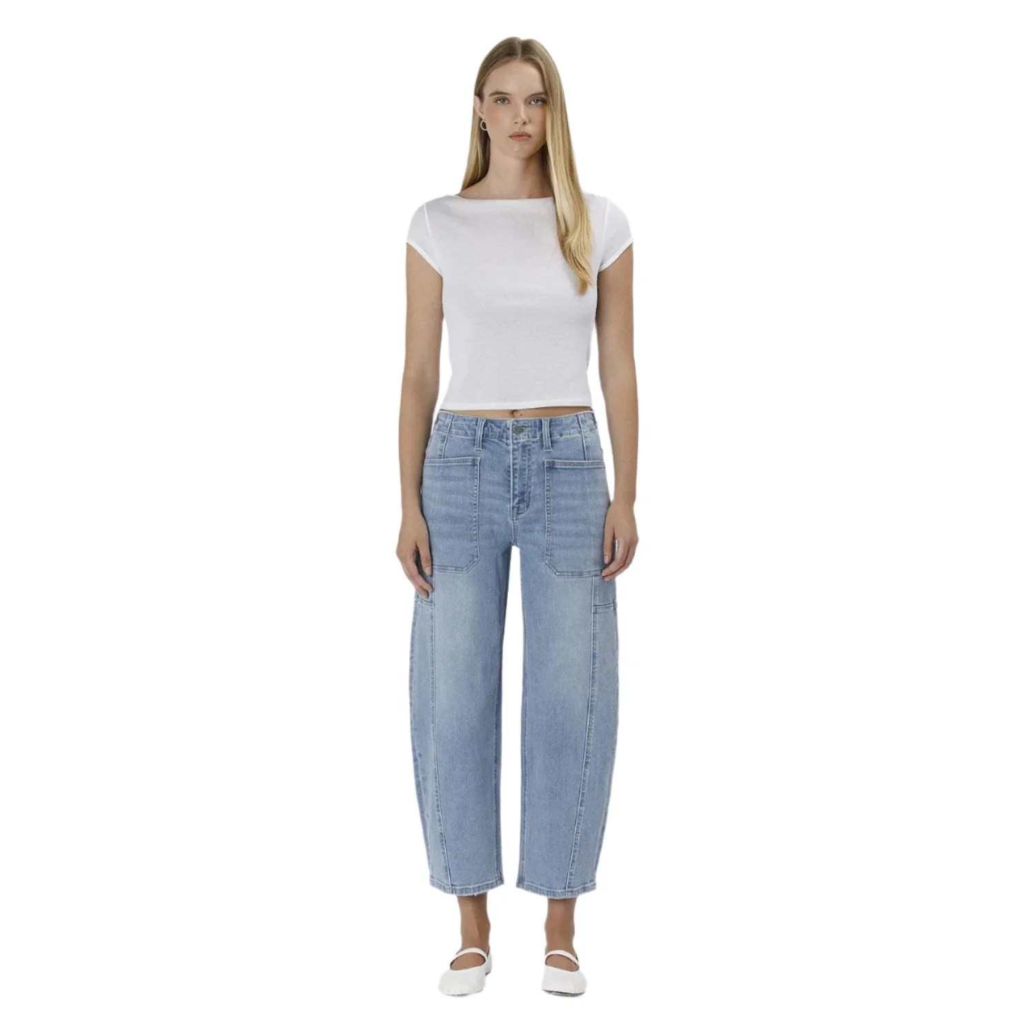 Women's Flying Monkey Super High Rise Elastic Band Barrel Jeans F583 - Image 6