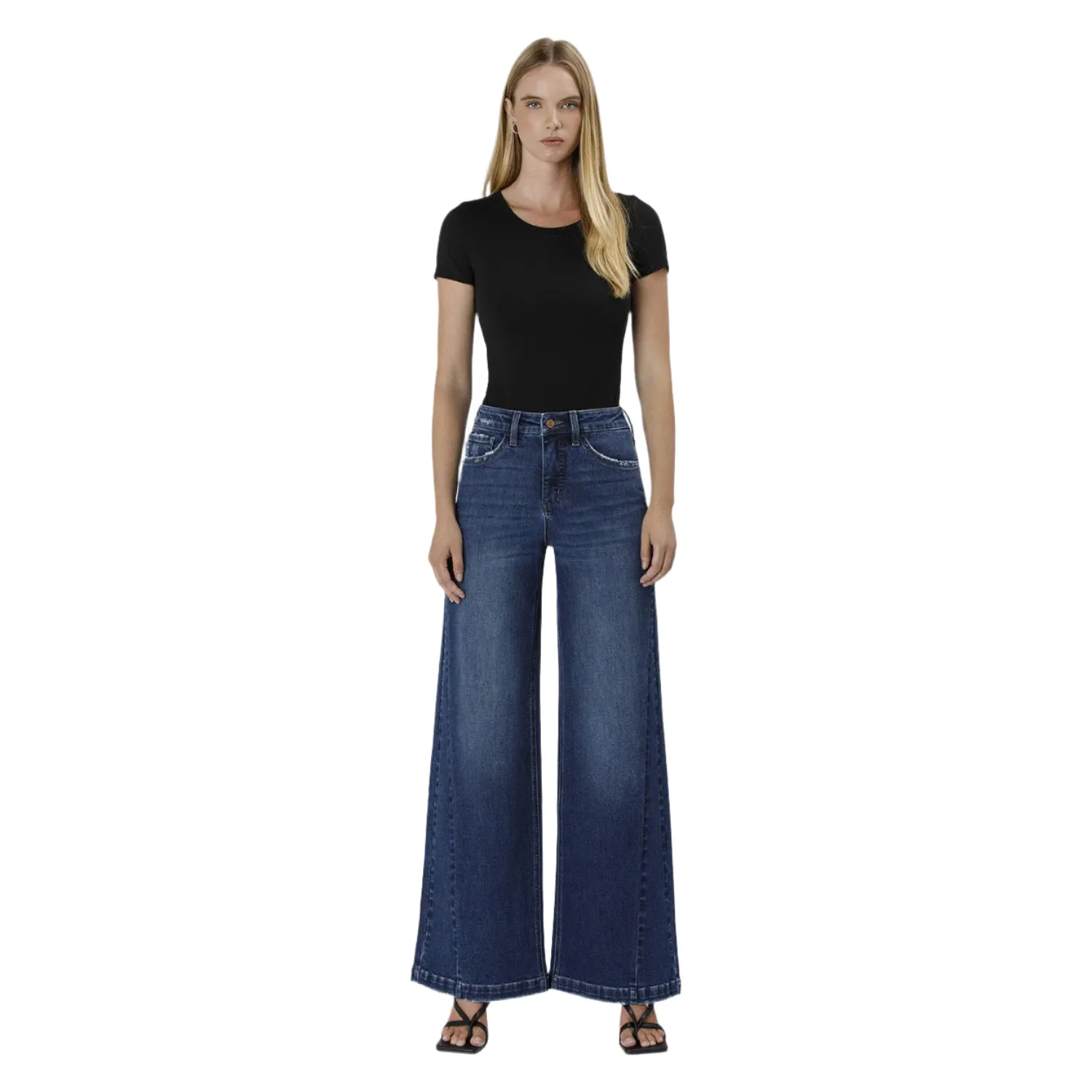 Women's Vervet Tummy Control High Rise Wide Leg Jeans LV1443-P - Image 2