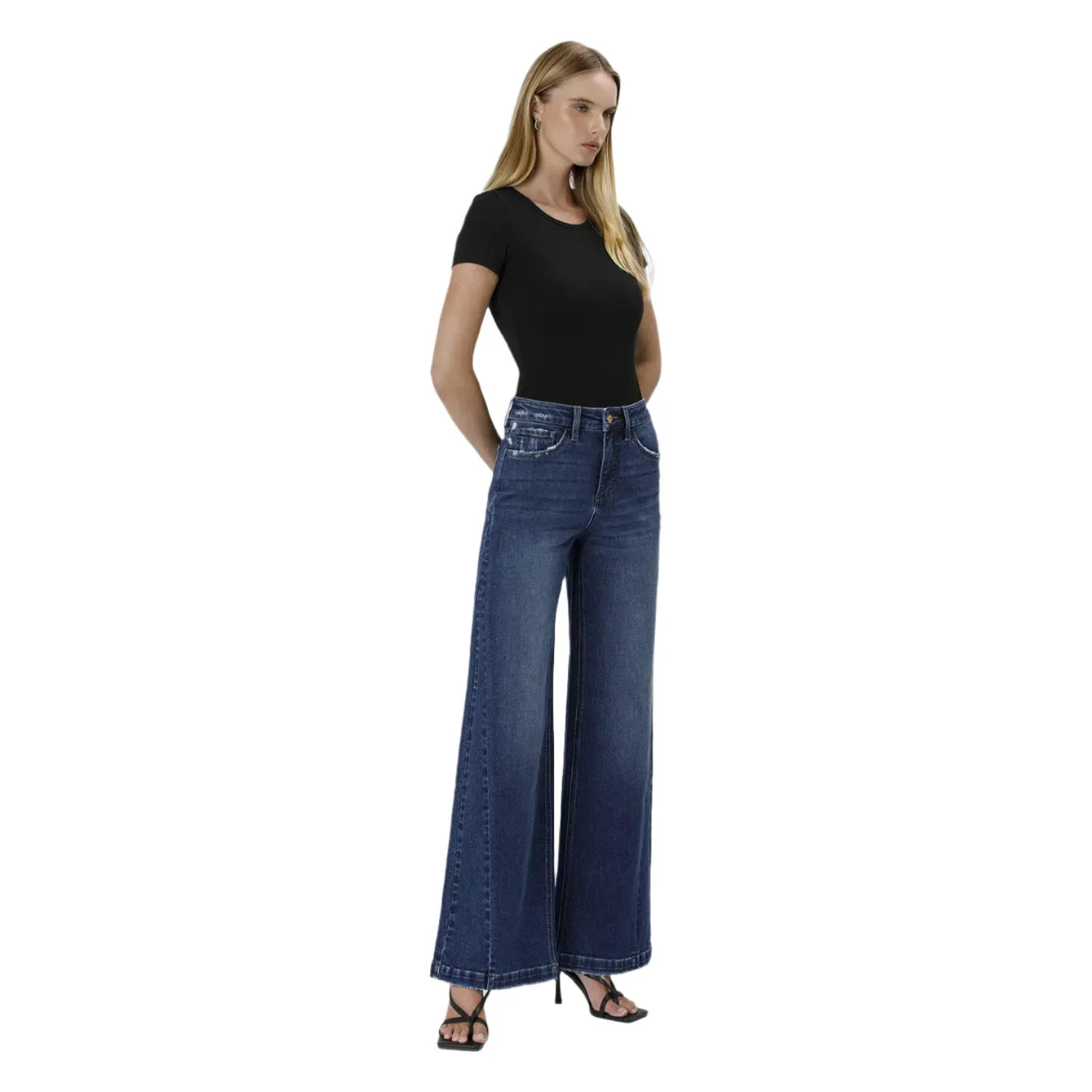 Women's Vervet Tummy Control High Rise Wide Leg Jeans LV1443-P - Image 3