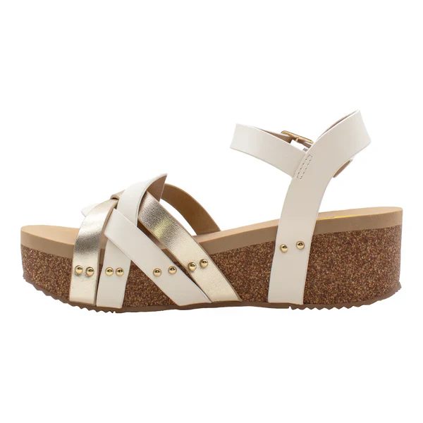Women's Very Volatile White and Gold Wedges PV1043-PLAT - Image 2