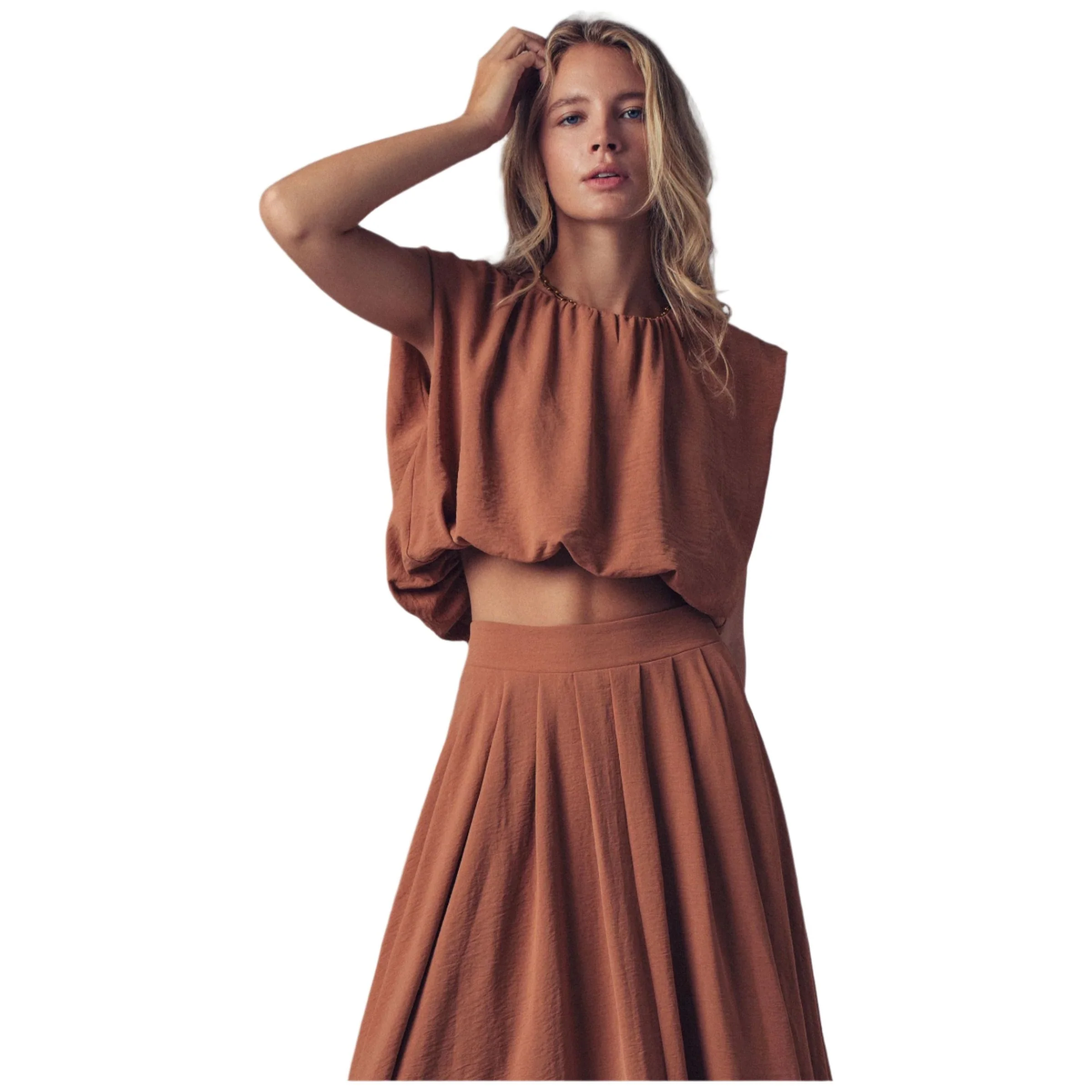 Women's Volume Sleeveless Tie Back Blouse - Image 2
