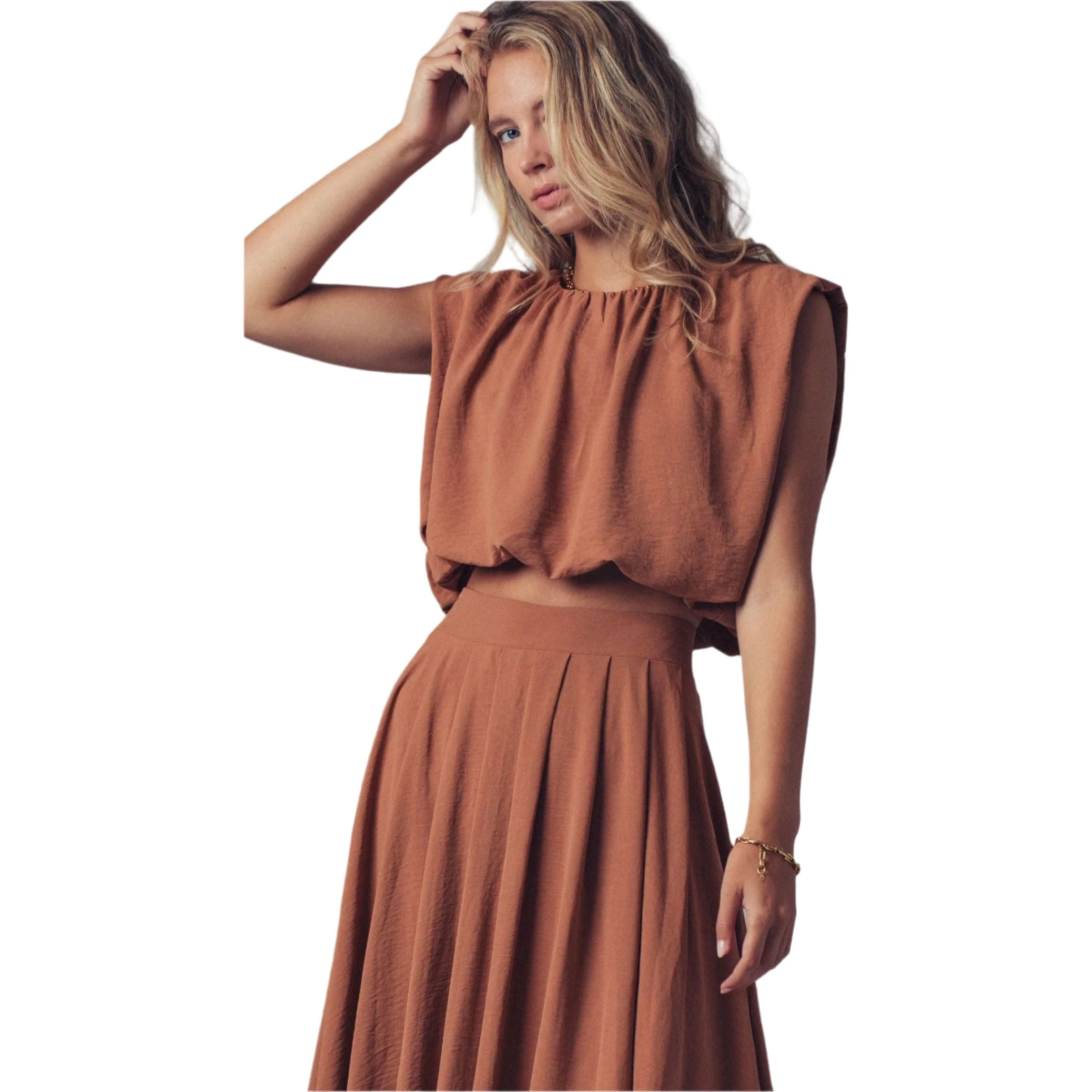 Women's Volume Sleeveless Tie Back Blouse - Image 3