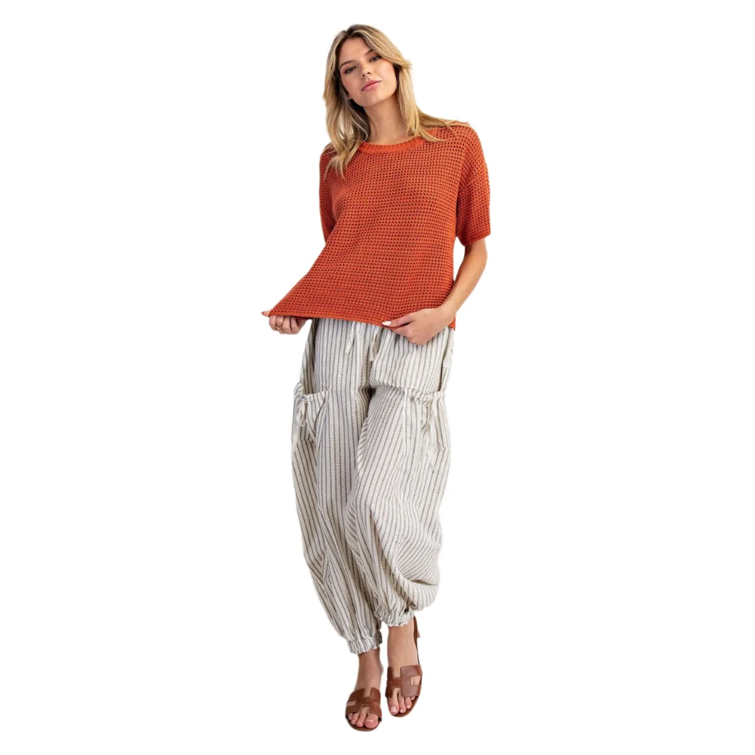 Women's  ee:some Waffle Knit Boxy Short Sleeve Sweater - Image 5