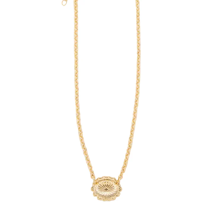 Women's West & Co 15" 18K Gold Plated Dainty Concho Necklace WC-N24G